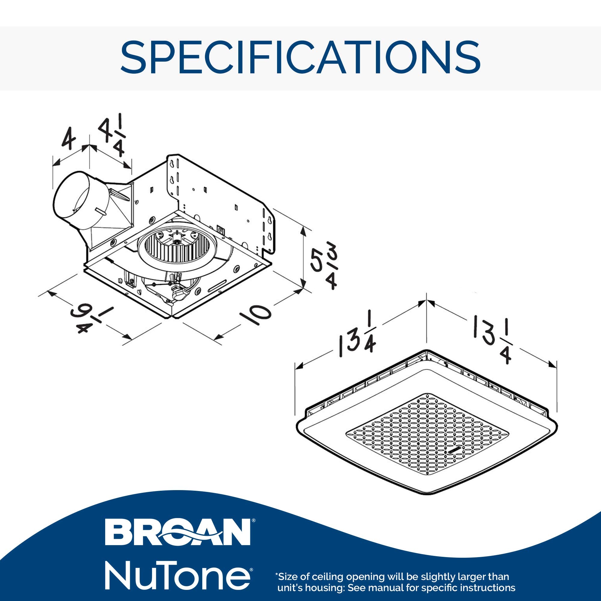 Broan Nutone Aer110Rgbl Chromacomfort 110 Cfm Ventilation Fan With 24 Color Selectable Led, 1.5 Sones, Energy Star Certified, Wh