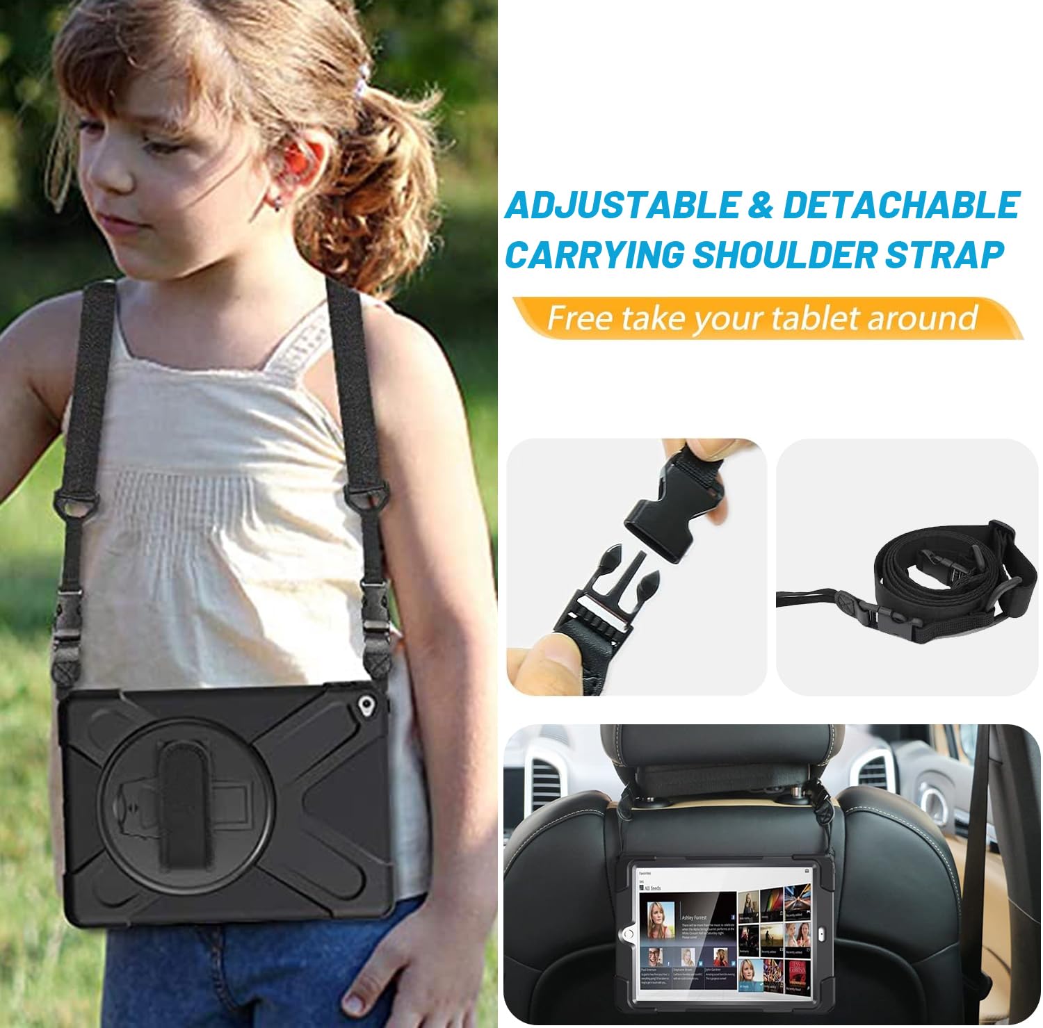 Dreamerx Ipad Air 2 Case 9.7 Inch 2014, Ipad Air 2 Generation Heavy Duty Shockproof Silicone Protective Cover W/ 360 Degree Rota