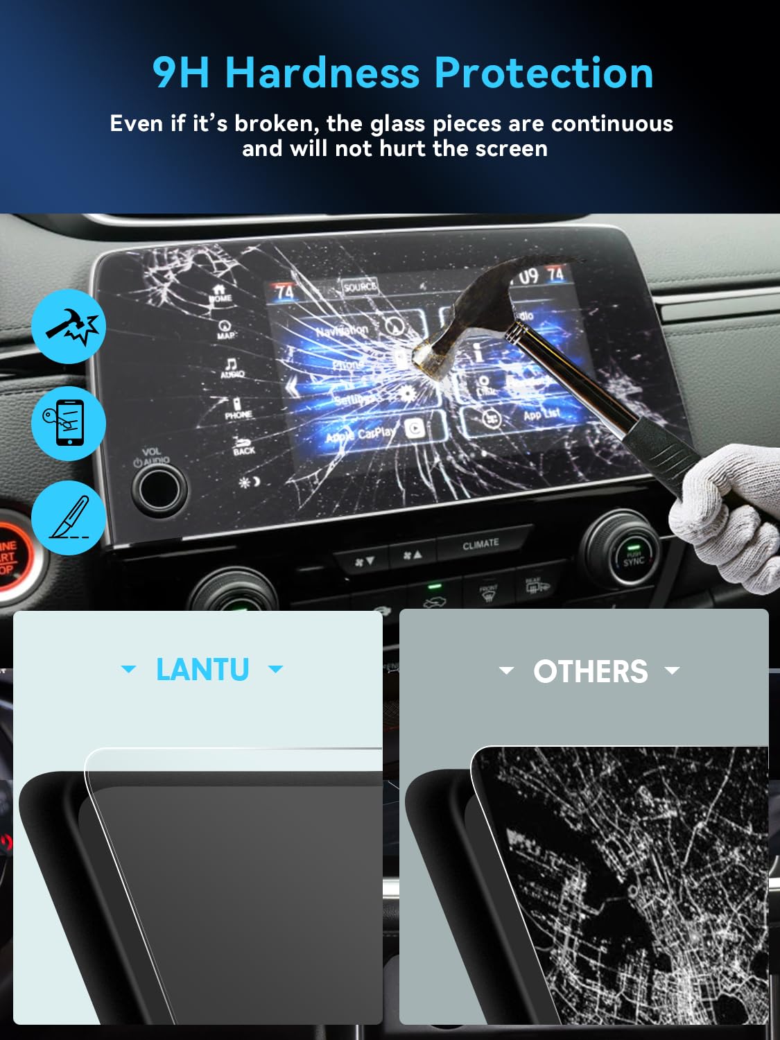 Lantu Car Screen Protector For Honda Crv Accessories 7 Inch Gps Navigation Tempered Glass Touchscreen Protector Films For 2017 2