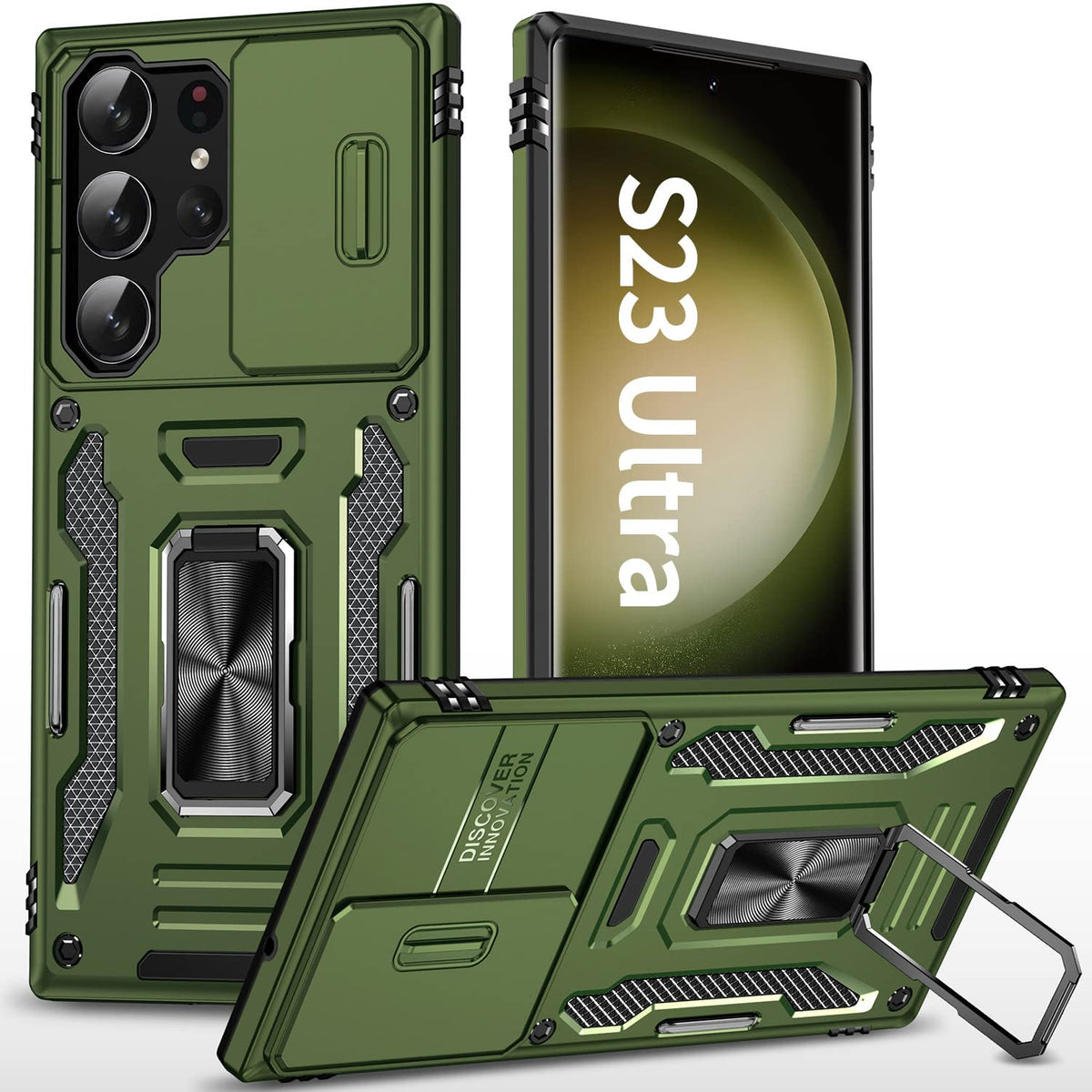 Sefing Phone Case For Samsung S23 Ultra Case Samsung Galaxy S23 Ultra Phone Case With Camera Lens Cover, With Ring Holder Kickst