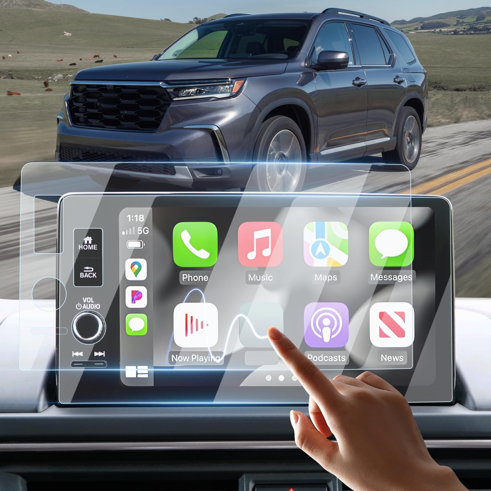Sunsdrew 2Pcs Screen Protector For 2023 2024 Honda Pilot/Acura Integra 9 Inch Touch Screen Radio Display Protector 9H Tempered Glass Protective Film Anti Glare Pilot Accessories