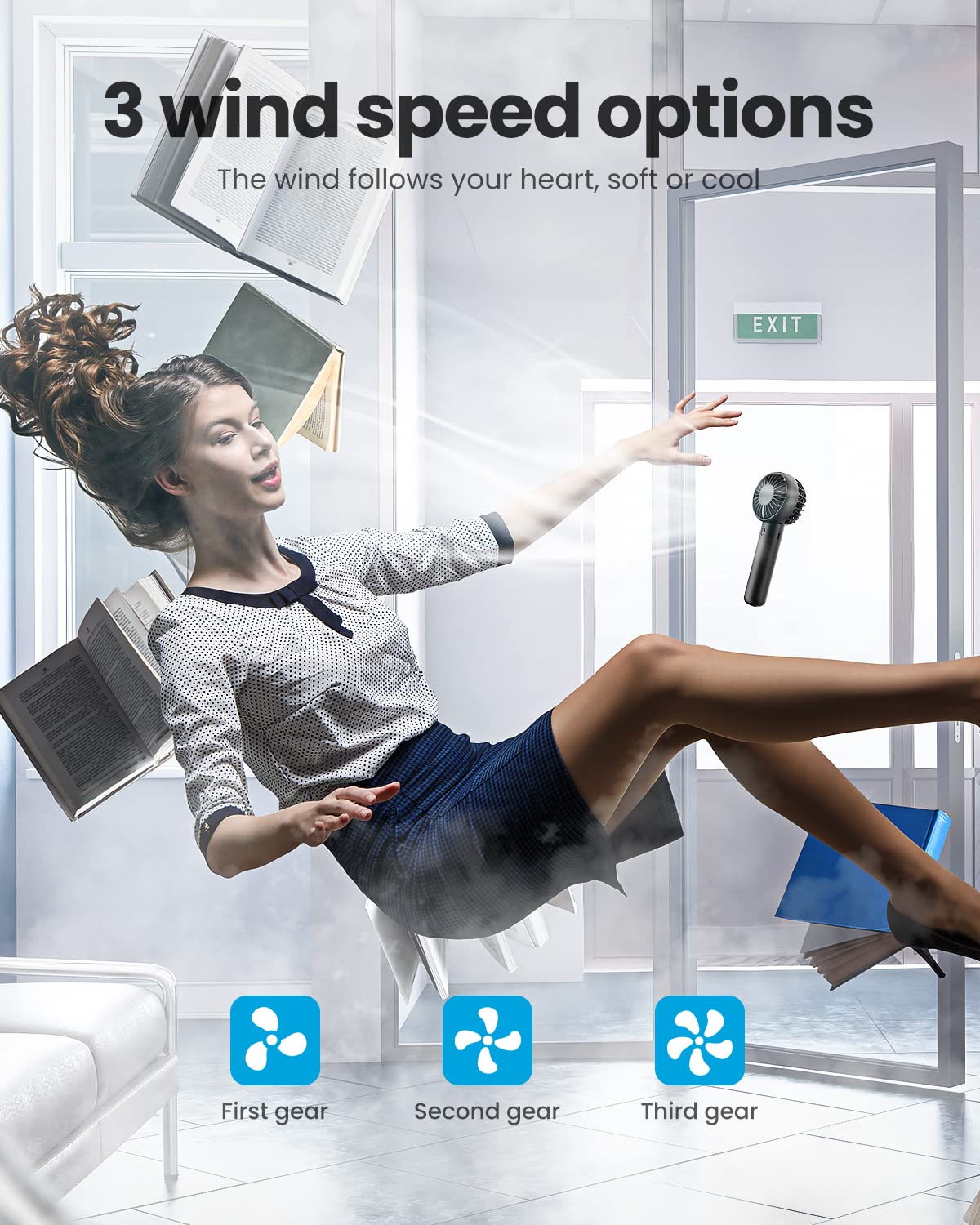 Gaiatop Mini Portable Fan, Powerful Handheld Fan, Cute Design 3 Speed Personal Small Desk Fan With Base, Lightweight Makeup Usb