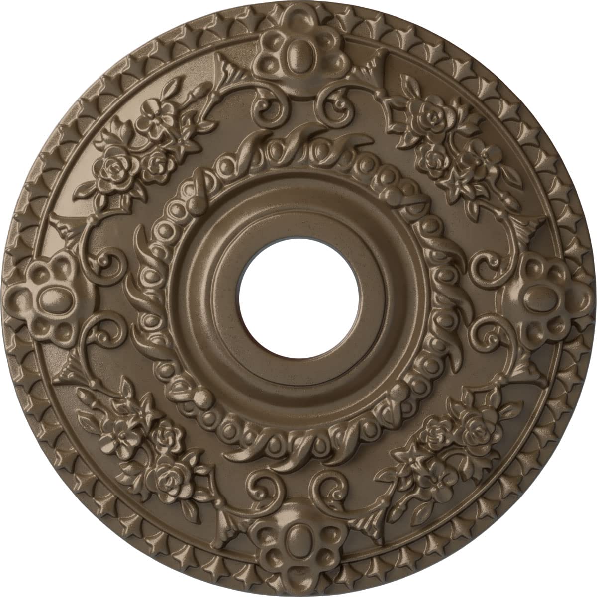Ekena Millwork CM18ROWSS Rose Ceiling Medallion, Warm Silver