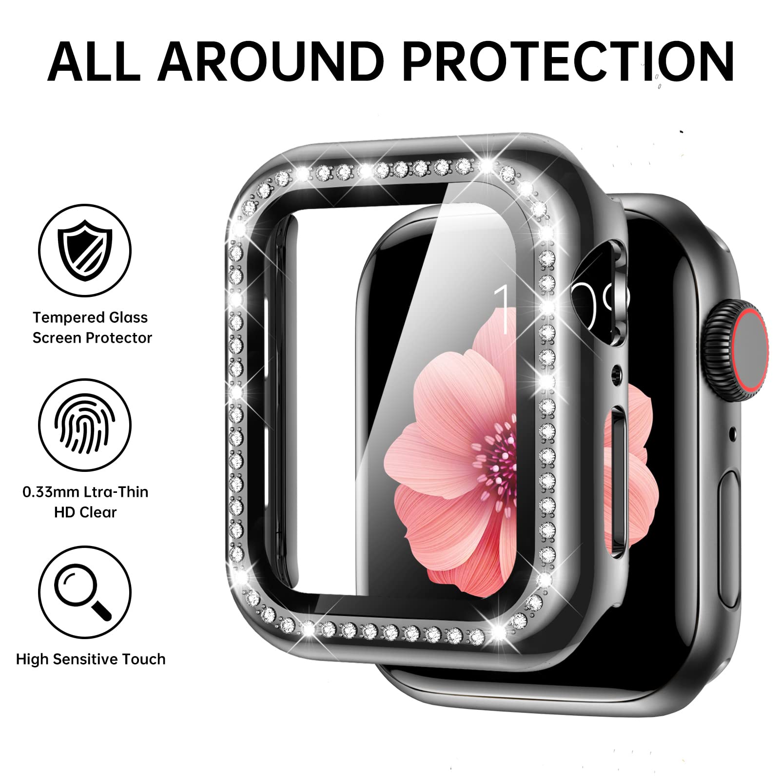 Mesime Compatible With Apple Watch Band 38Mm 40Mm 41Mm 42Mm 44Mm 45Mm , Women Girl Bling Diamond Jewelry Metal Strap Bands With