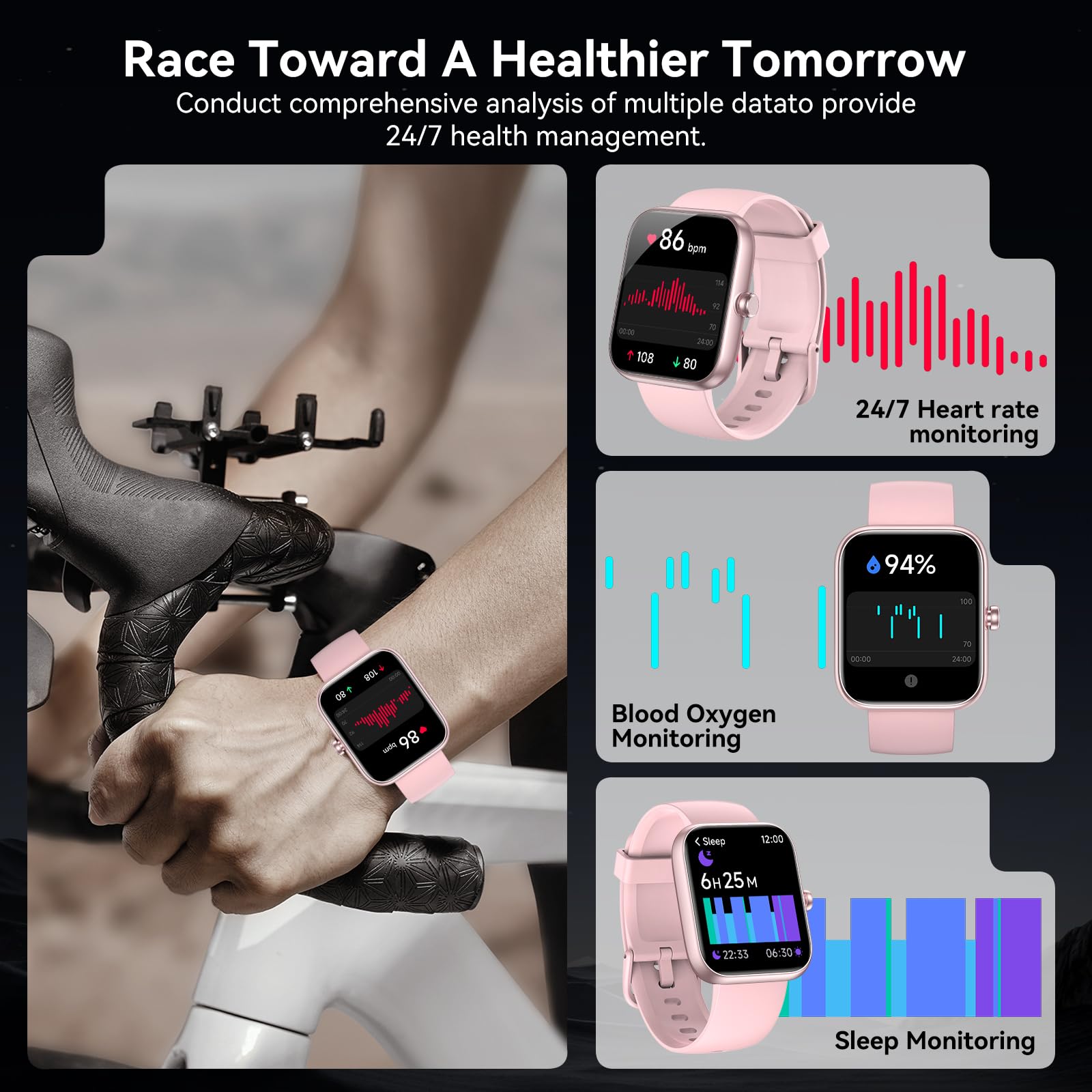Booomic Smart Watch With Alexa Built-In, 1.83 '' Hd Fitness Tracker With Bluetooth Calls/Messages, Ip68 Waterproof, 120+ Sports