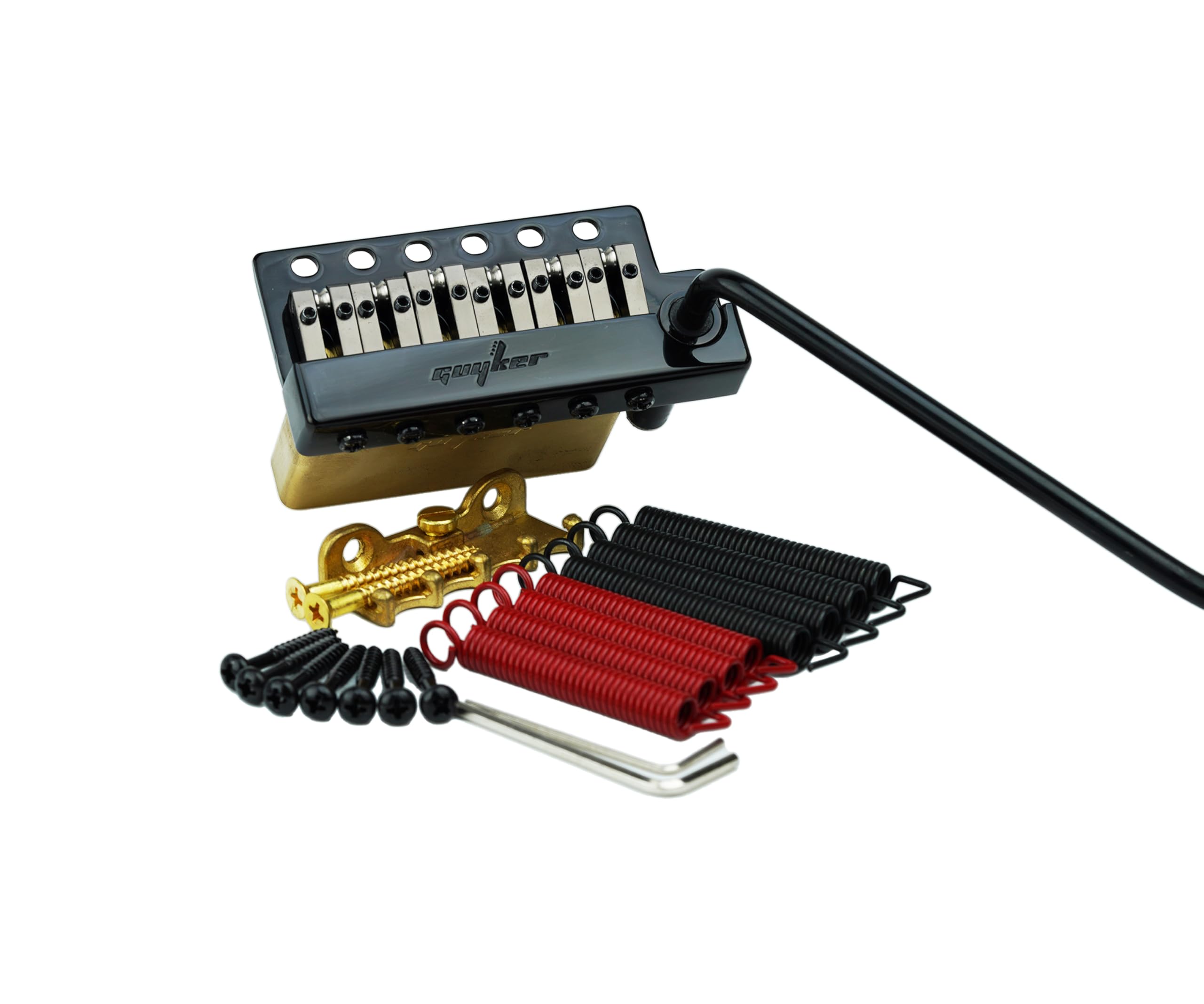 Guyker Guitar Tremolo Bridge String Spacing 10.5MM with Brass Roller Saddle and Brass Block & Spring and Claw, Pop-In Vibrato Ba