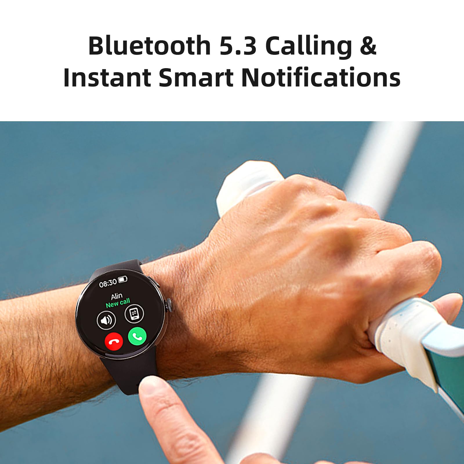 Parsonver Amoled Smart Watch For Men Women, Always-On Display Fitness Tracker, Answer/Make Calls, 2 Quick-Release Bands, Heart R