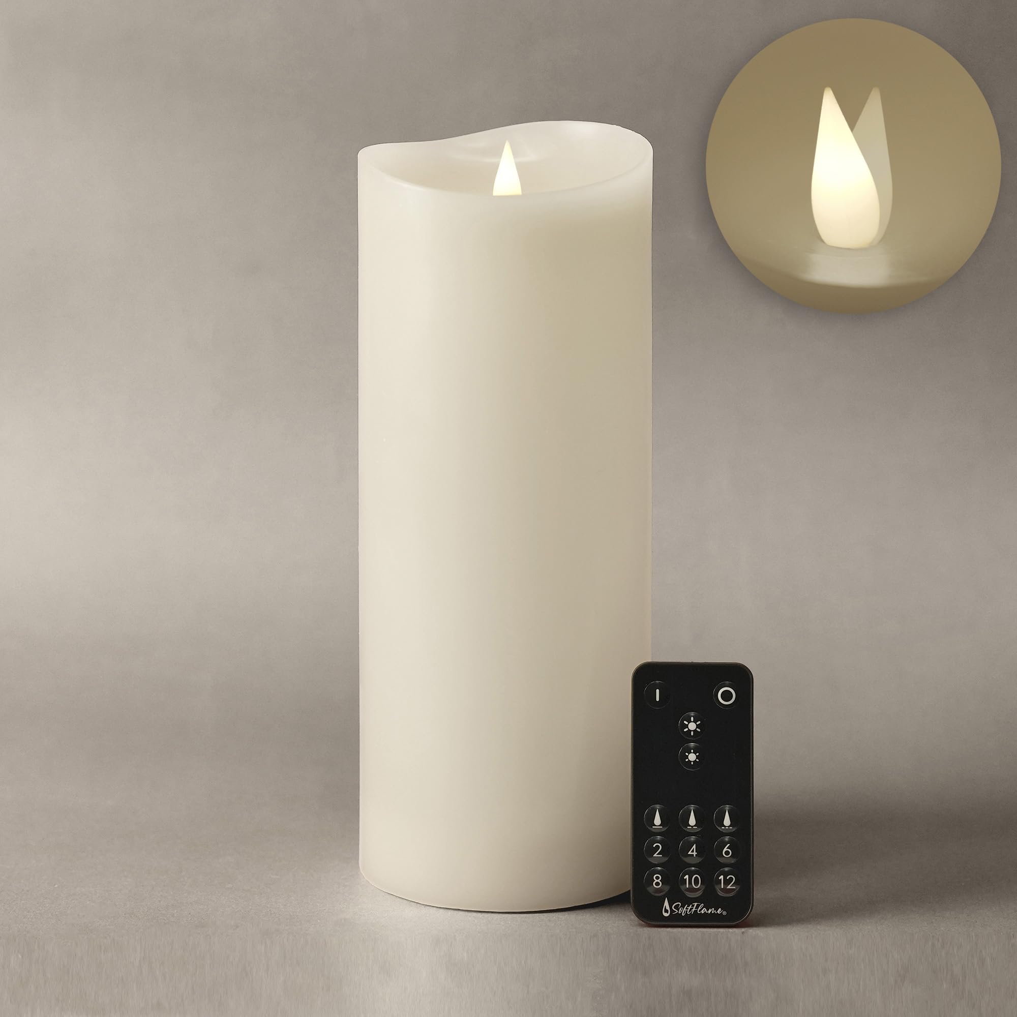 Softflame Flameless Led Candles With Remote Control, 4''X 10.3''Flickering 3D Moving Flame Battery Operated Candles In Real Wax