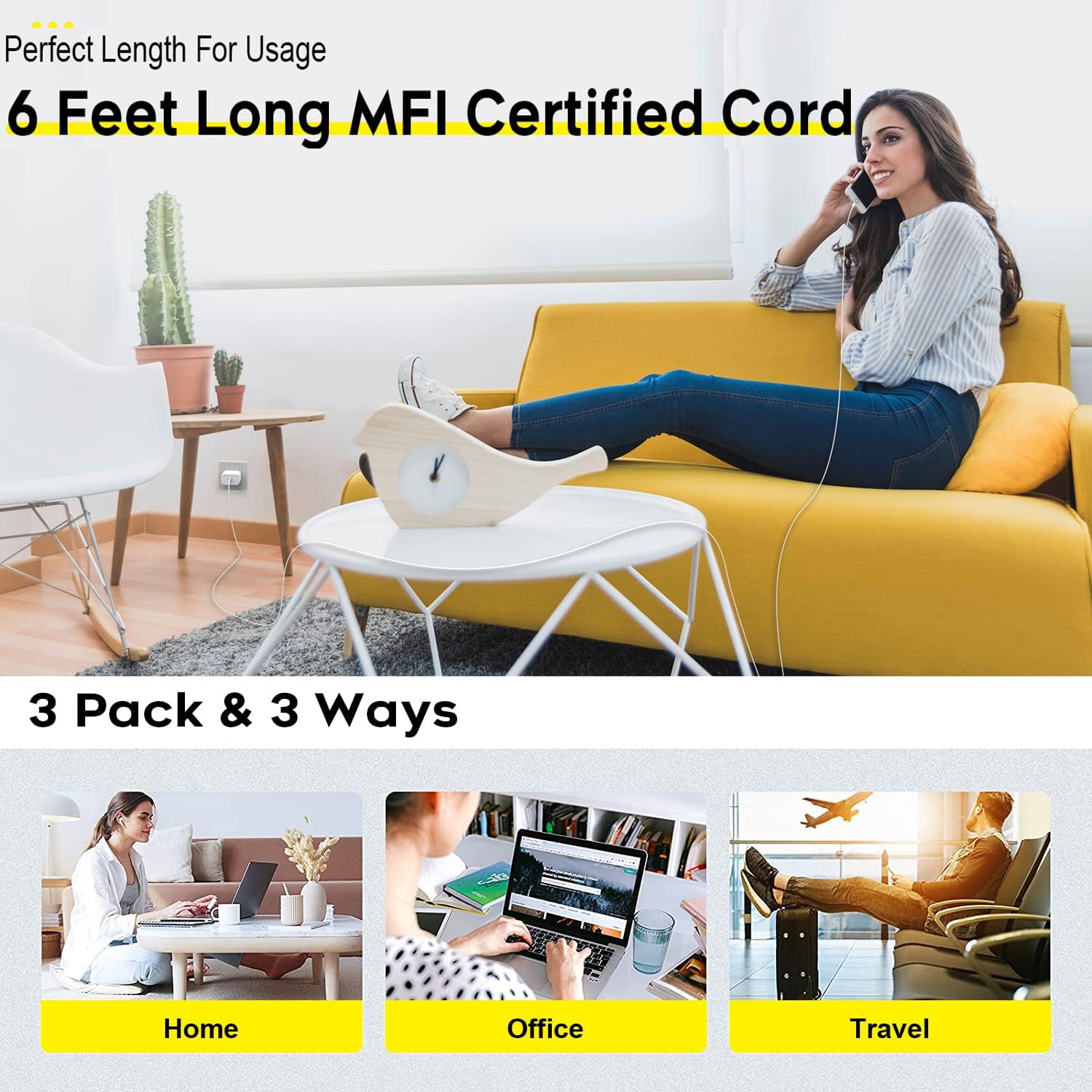 Fast Charger Iphone,Iphone Charger Cable,3Pack Iphone Charger Fast Charging 6Foot Iphone Charging Usb C Charger Adapter 6Ft Type C To Lightning Cable For Iphone 14 Pro Max/14 Plus/13/12 Mini/11/Xs/Se