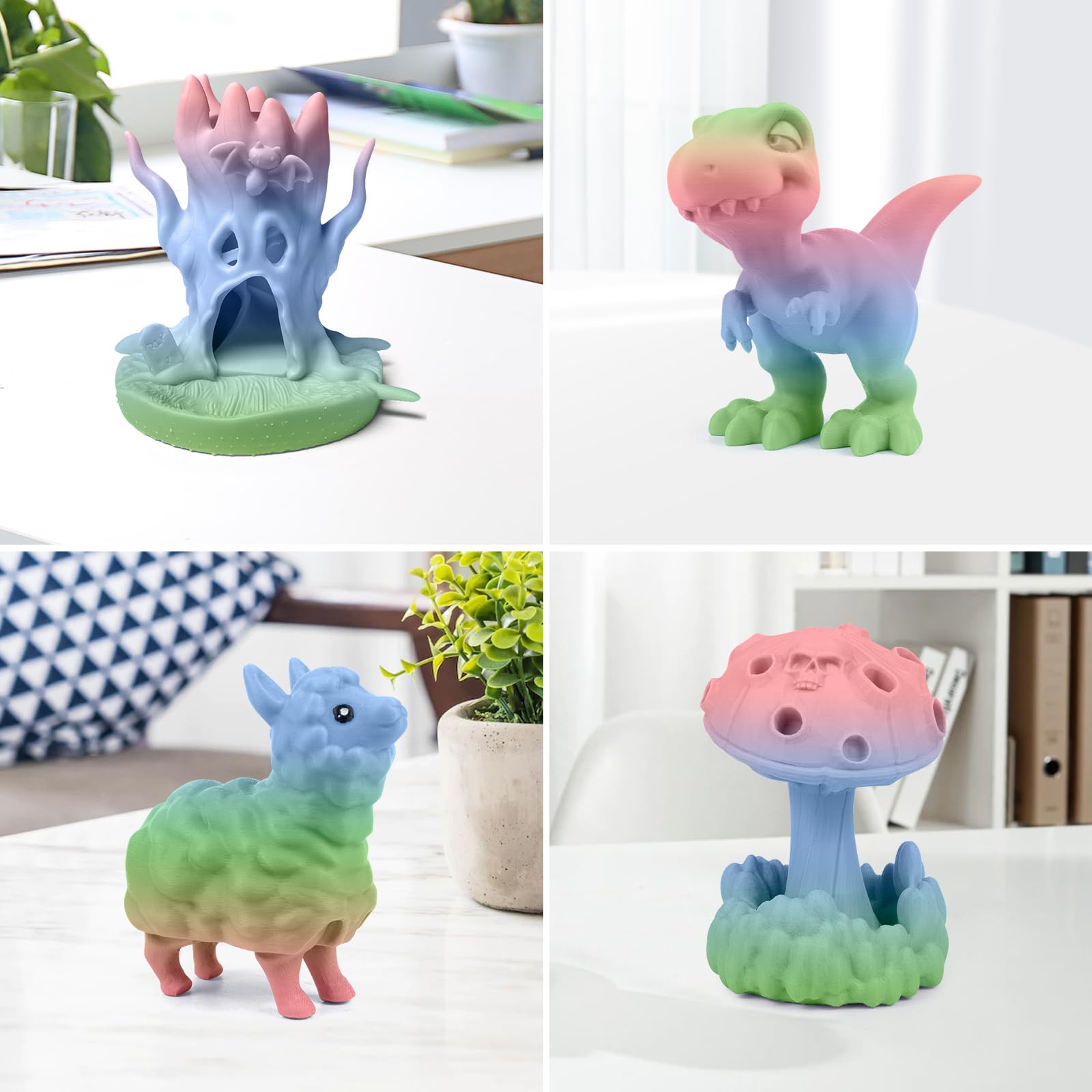 Isanmate Rainbow Pla Filament 1.75Mm, 3D Printer Filament Matte Color Changing Pla, Pink Green Blue Multicolor Filament, Fast Co