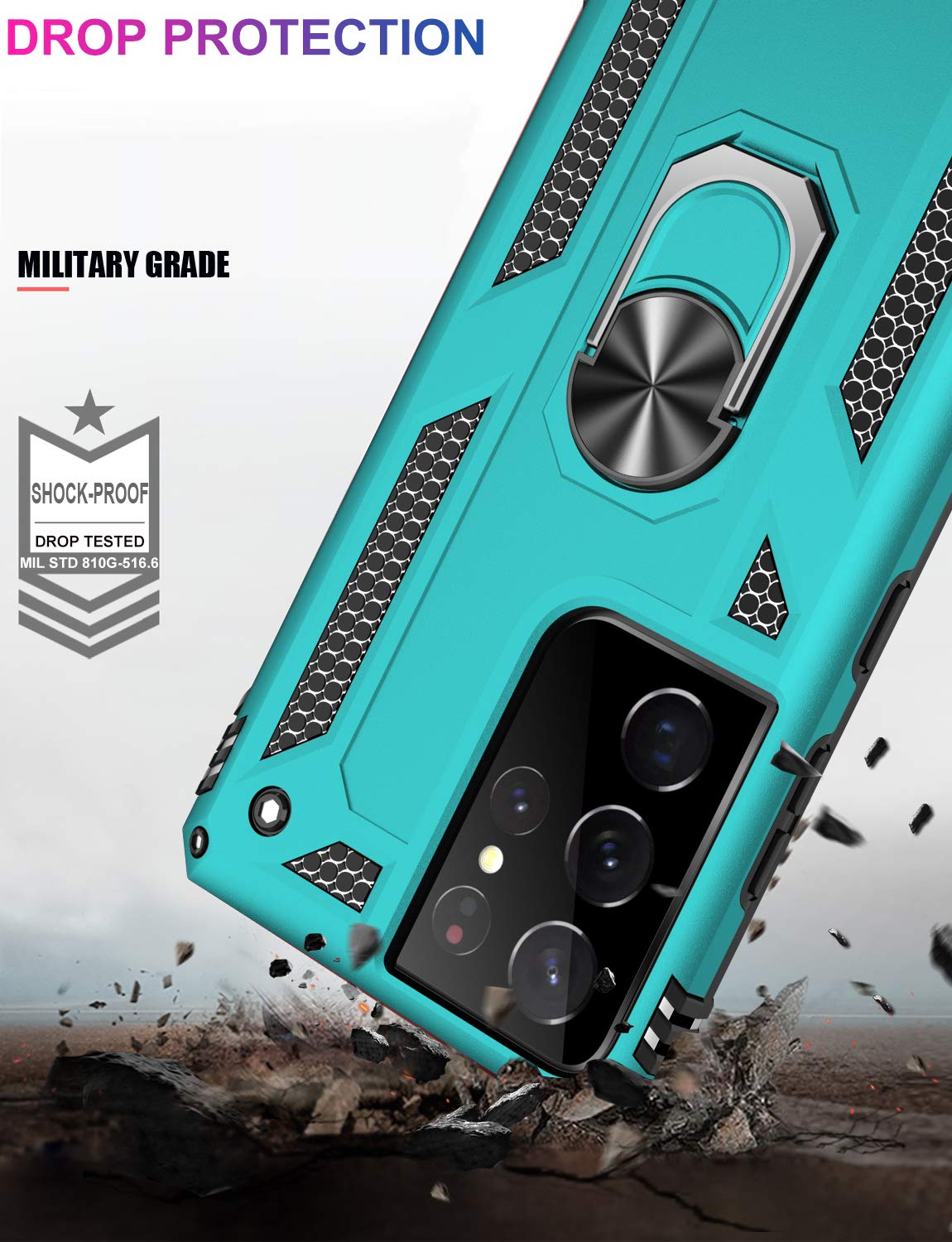 Ikazz For Galaxy S21 Ultra Case,Military Grade Shockproof Heavy Duty Protective Phone Cover Pass 16Ft Drop Test With Magnetic Ki