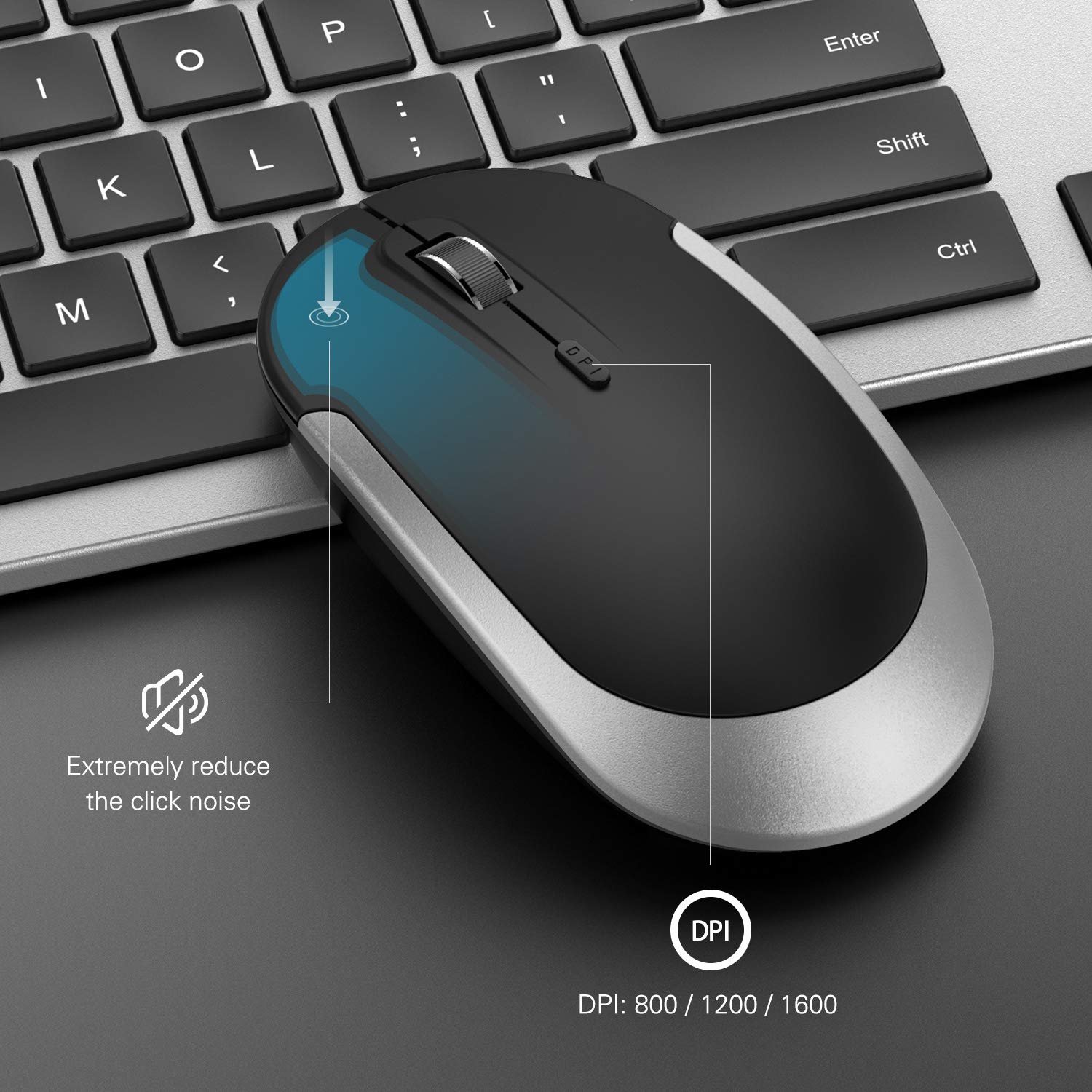 Wireless Keyboard And Mouse Combo   Seenda Full Size Slim Thin Wireless Keyboard Mouse With On/Off Switch On Both Keyboard And Mouse   (Black And Silver)