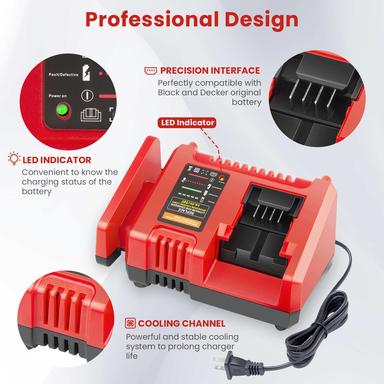 Pengjbatter L2Afc 20V Super Fast Charger For Black And Decker 20V Charger, 2 Amp, Compatible With Black And Decker 20 Volt Lithi