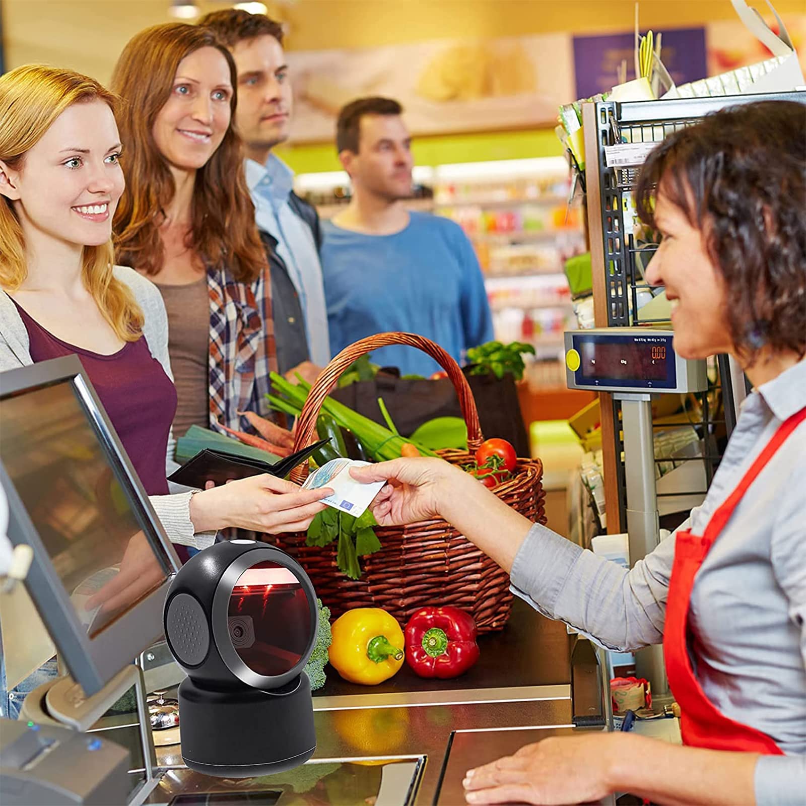 Symcode 1D 2D Qr Desktop Barcode Scanner, Omnidirectional Hands-Free Automatic Usb Barcode Reader Scanner