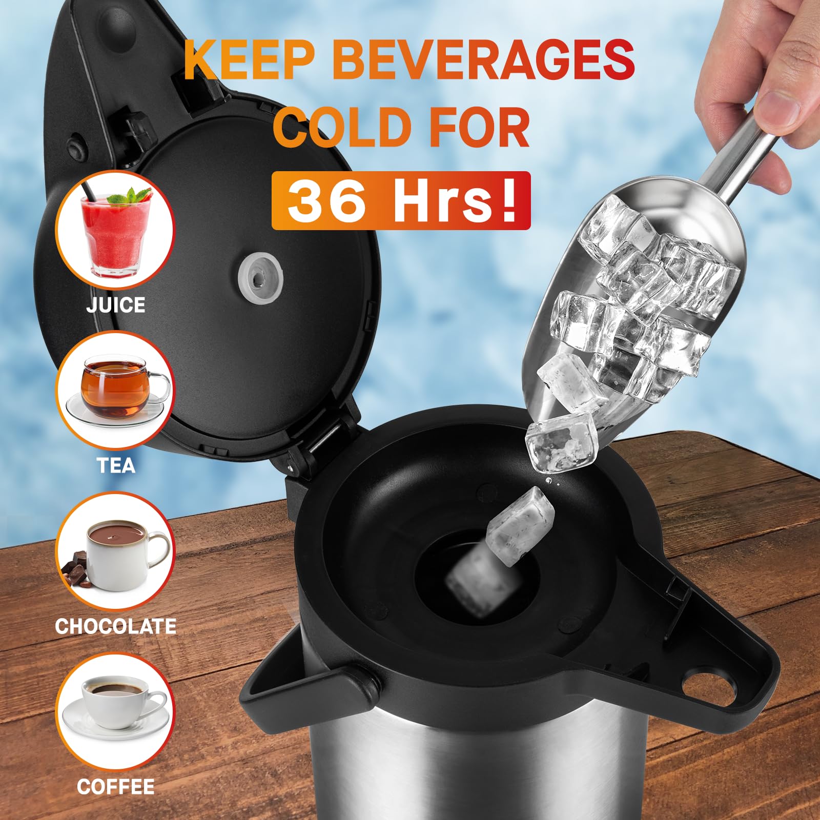 Airpot Coffee Dispenser With Pump   2Pcs 102 Oz Insulated Stainless Steel Coffee Carafe   Thermal Beverage Dispenser   Thermos U