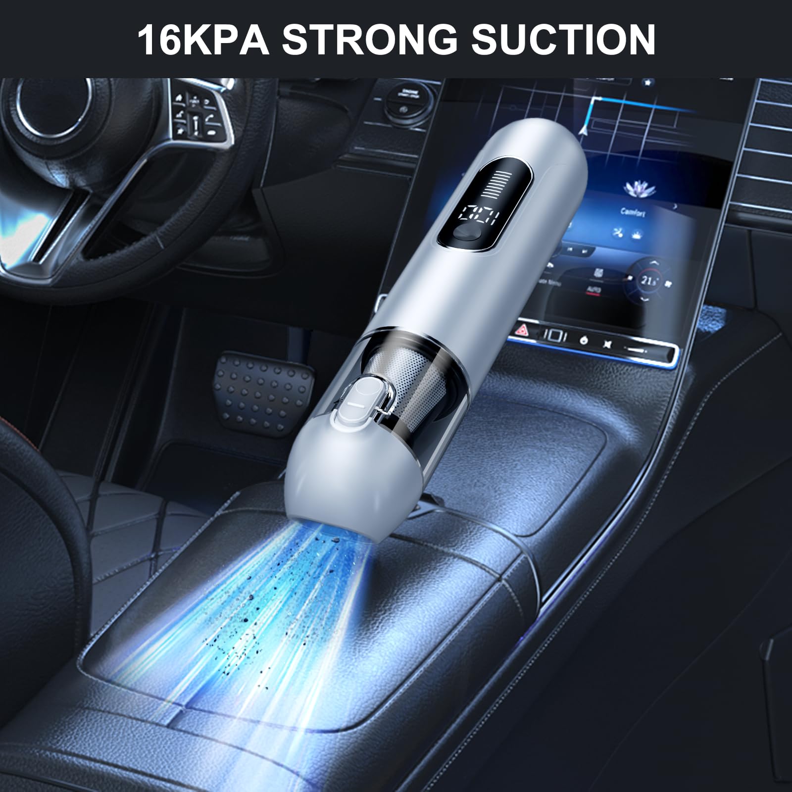 Ederfun Car Vacuum Portable Cordless For 16000Pa Powerful Suction, Handheld Vacuum With Brushless Motor, Blow & Suction 4 In 1,