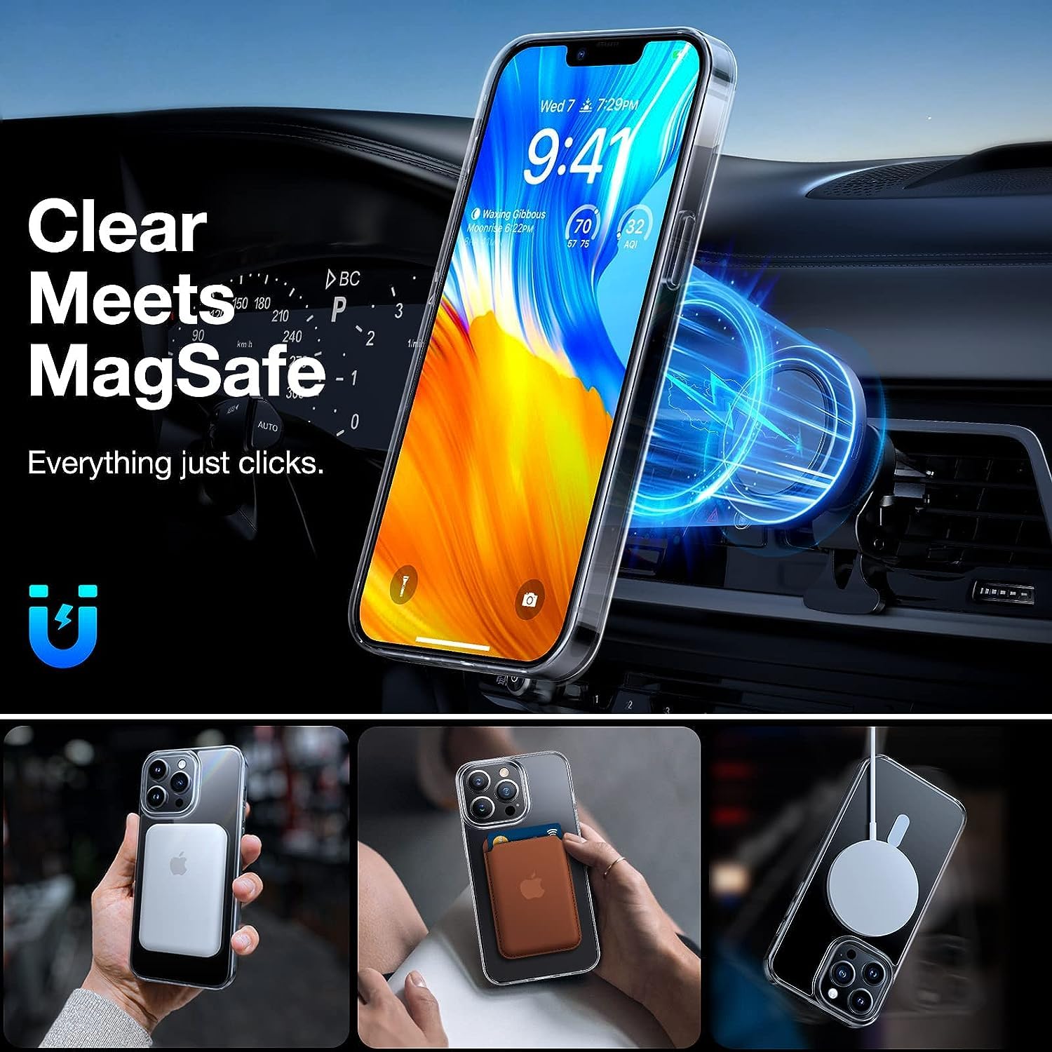 Torras Magnetic Compatible With Iphone 13 Pro Max Case, [Military Grade Drop Tested] [Compatible With Magsafe] Shockproof Hard S