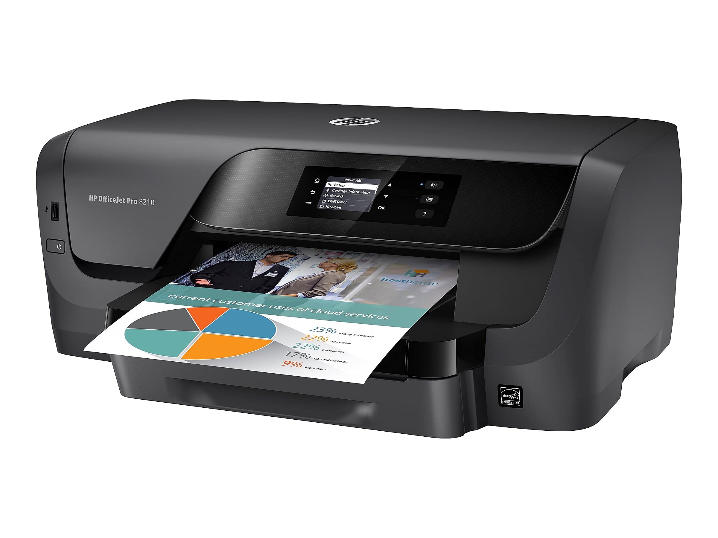 Hp Officejet Pro 8210 Wireless Color Printer, Instant Ink Ready, Works With Alexa (D9L64A),Black