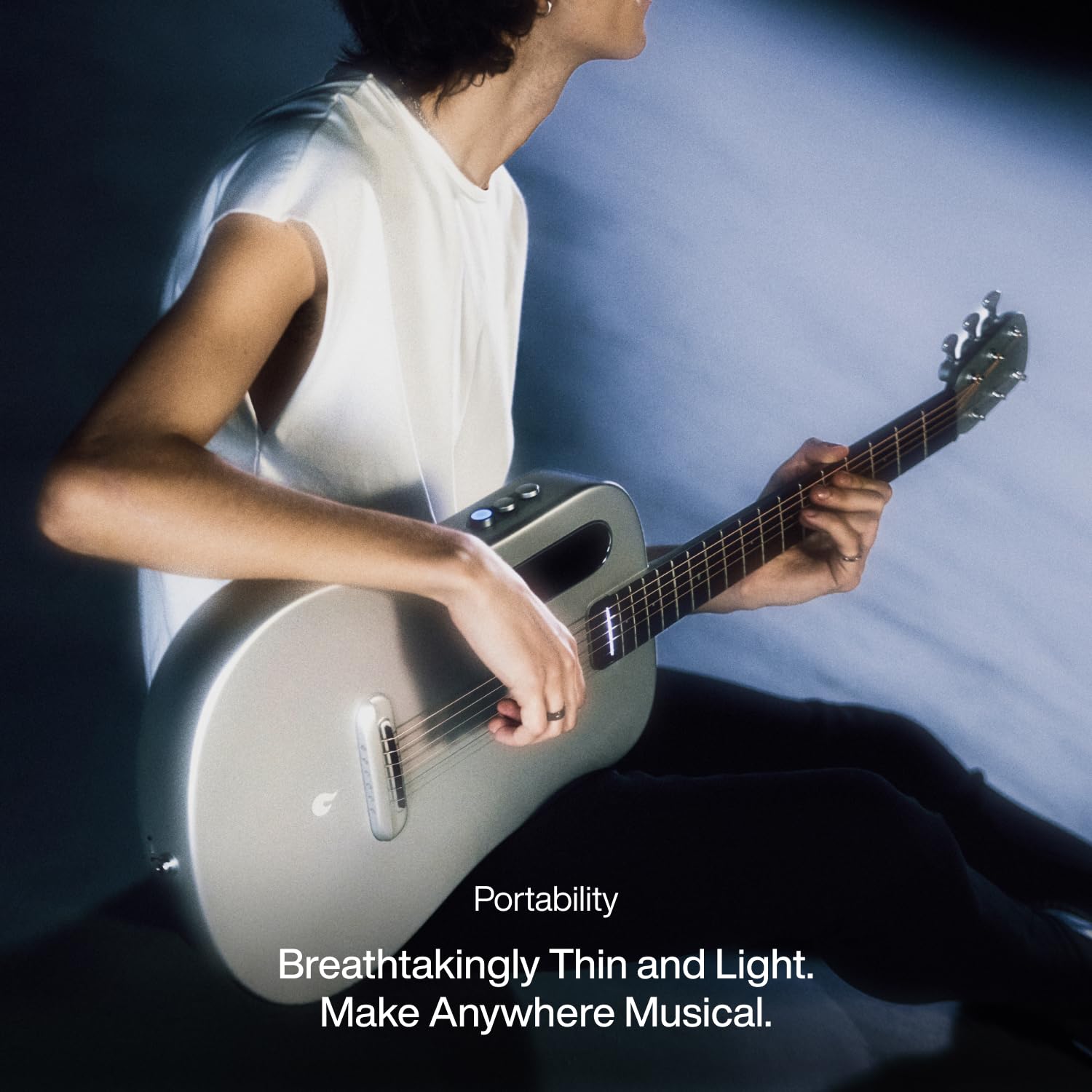 Lava Me Air Portable Carbon Fiber Electric-Acoustic Guitar. Travel Guitar For Beginners With Onboard Effects And Magnetic Pickup