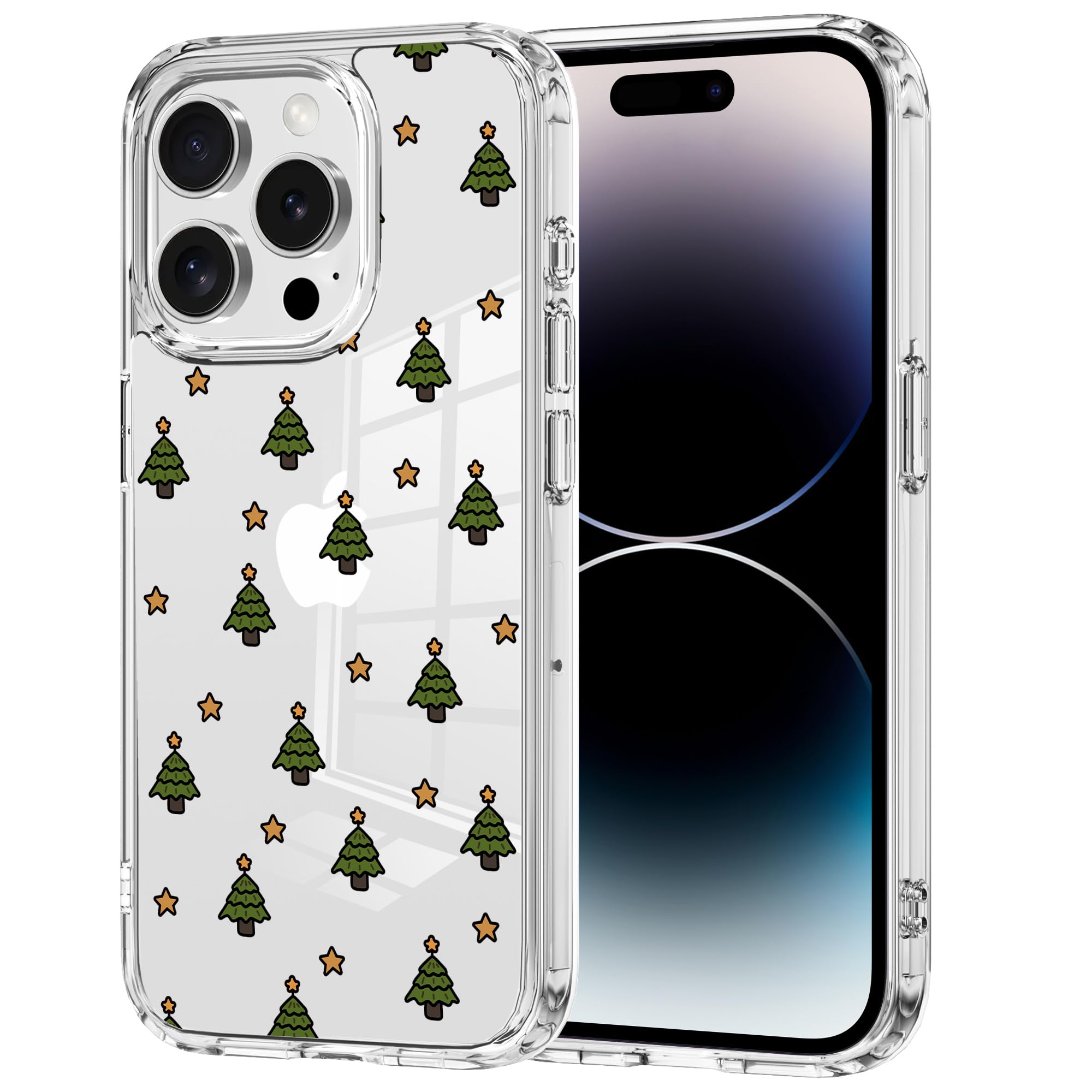 Idocolors for iPhone 17 Pro Max Case, Cute Crystal Christmas Tree Phone Case, Clear Soft Slim Fit Shockproof Protective Cover fo