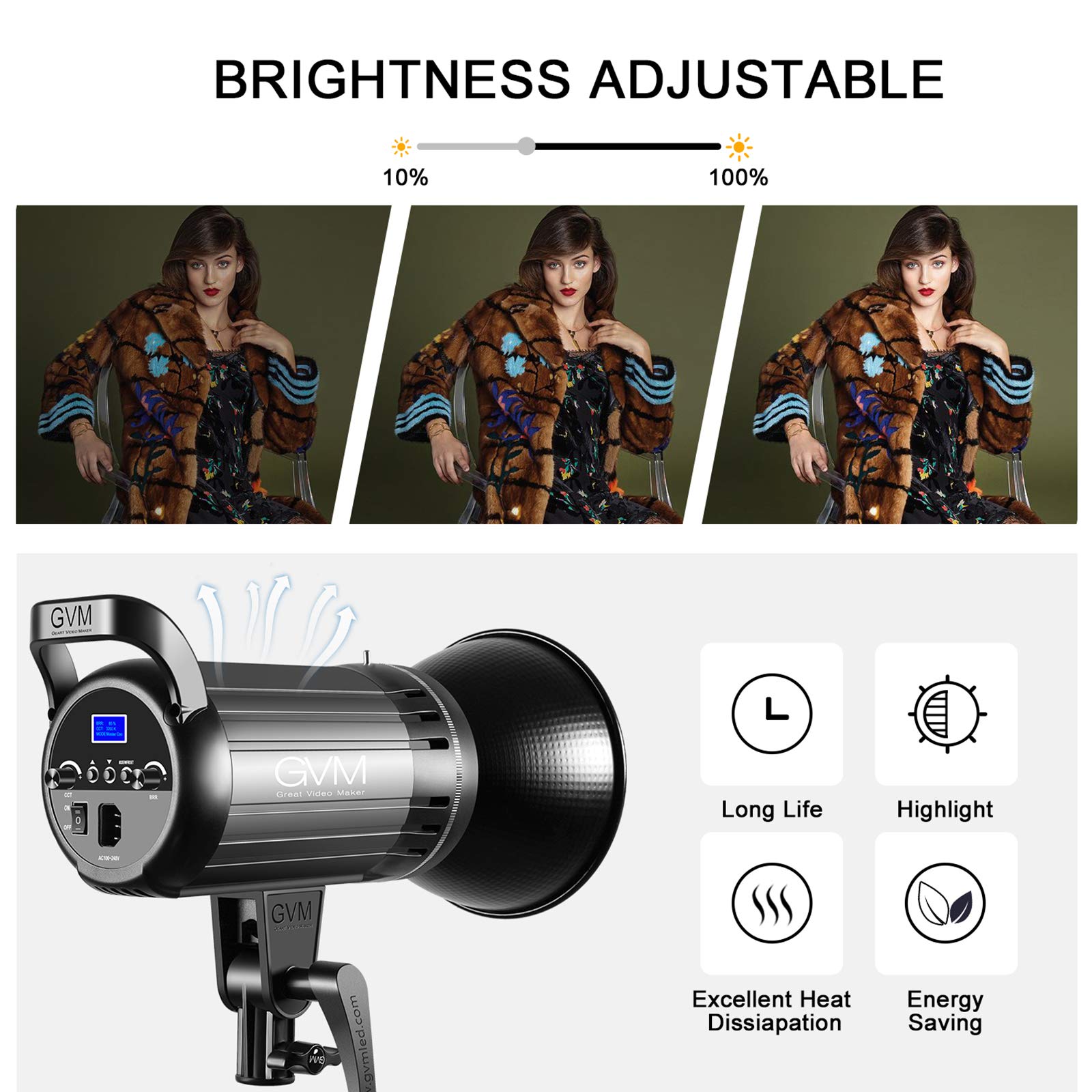 Bi Color Led Video Light, Gvm 100W Photography Lighting With Bowens Mount, App Control System, Lantern Softbox Video Lighting Ki