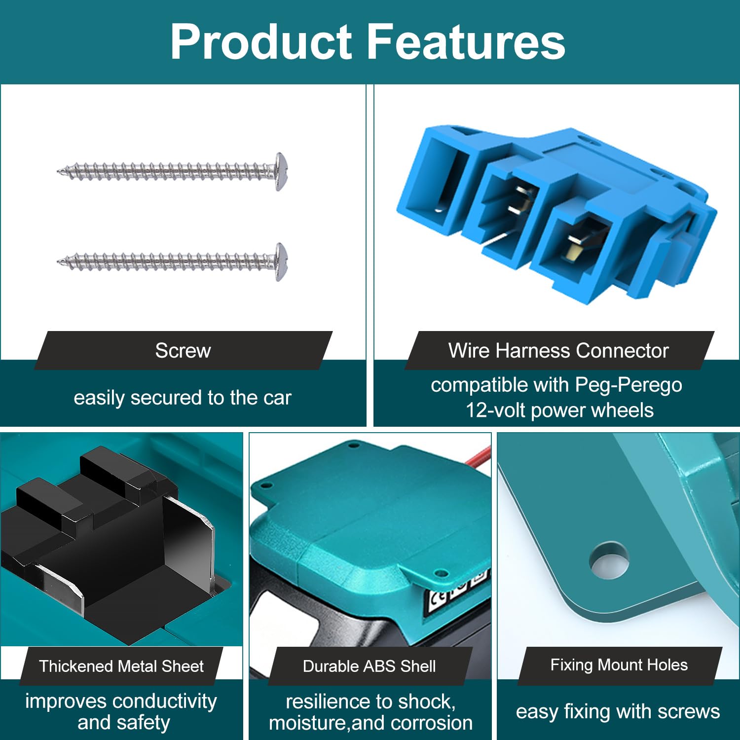 For Power Wheel Adapter For Makita 18V Lxt Battery With Wire Harness Connector And Fuse Holder Compatible For Peg Perego 12 Volt
