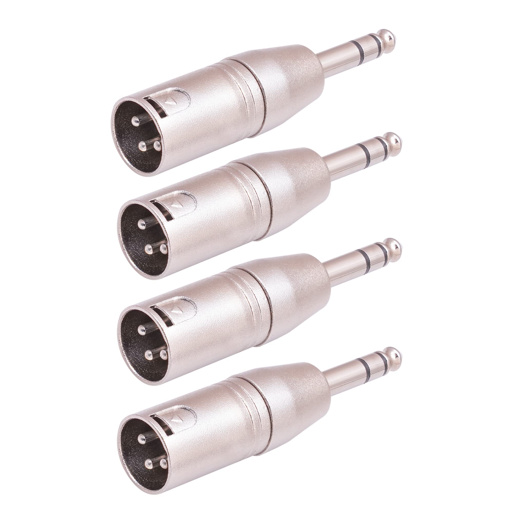 Smithok 4 Pack 1/4'' Trs To Xlr Adapter, Balanced Quarter Inch 6.35Mm Male To Xlr Male Adapters