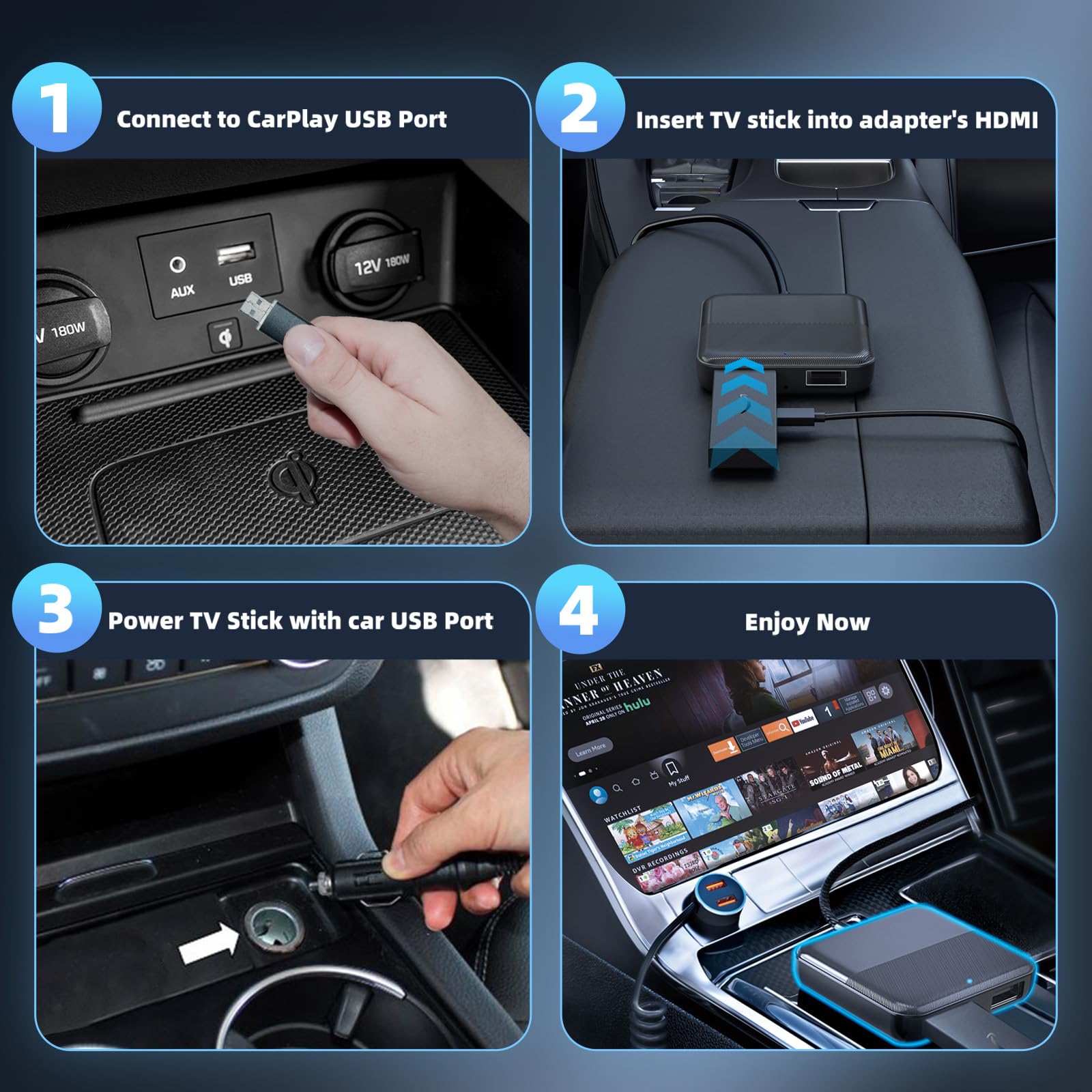 Dreryrit Car Tv Mate,Car Tv Converter For Fire Tv Stick, Google Tv Stick, Set Top Box, Screen Thrower, Game Consoles,Hdmi Multim