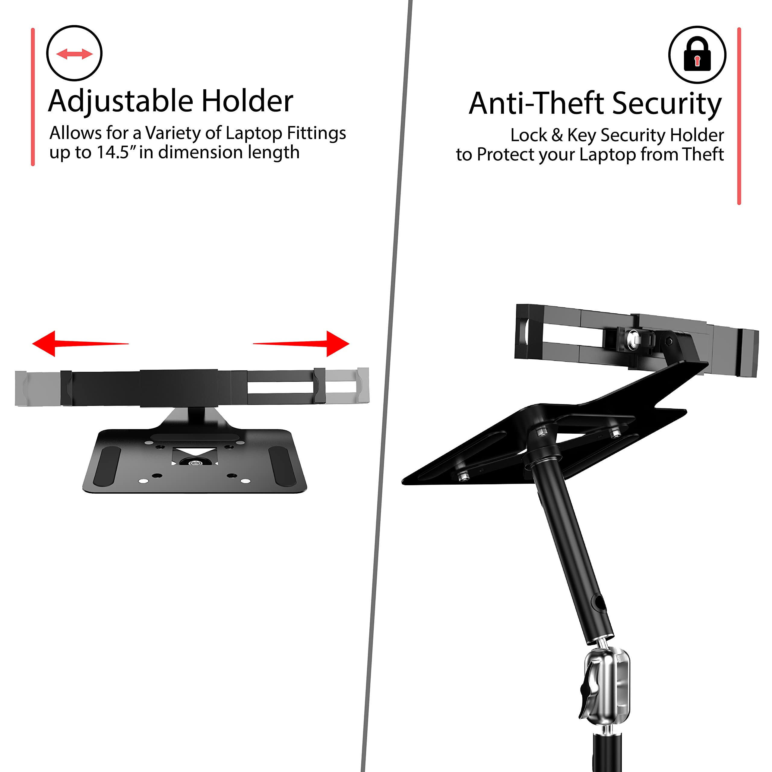 Cta Digital Laptop Arm   Cta Security Laptop Arm With Vesa Mounting Base For Delivery Vehicles, Law Enforcement Cars, And Ride S