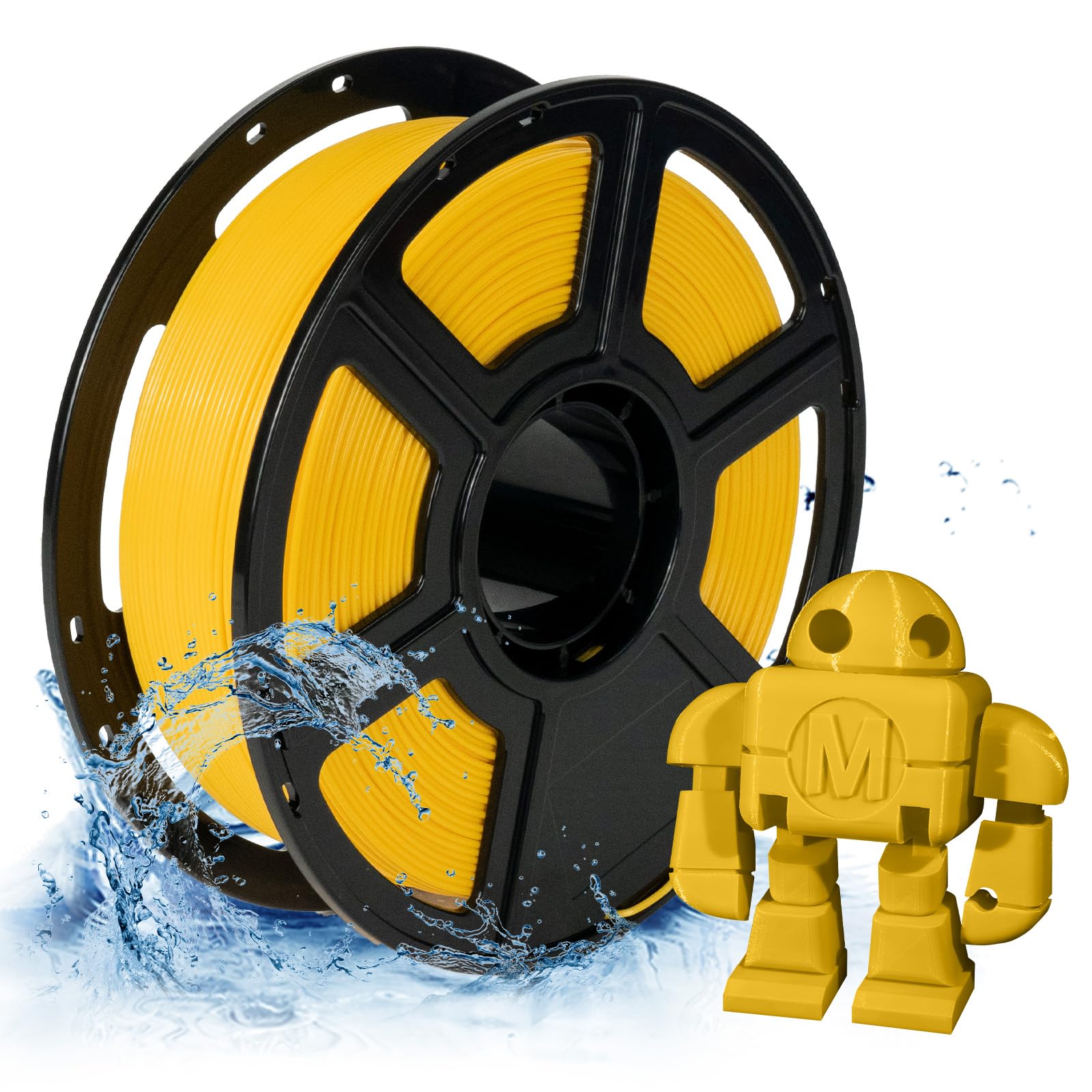 FLASHFORGE PETG Pro Filament 1.75mm Yellow, 3D Printer Filament 1kg (2.2lbs) Spool, Dimensional Accuracy +/- 0.02mm, 3D Printing