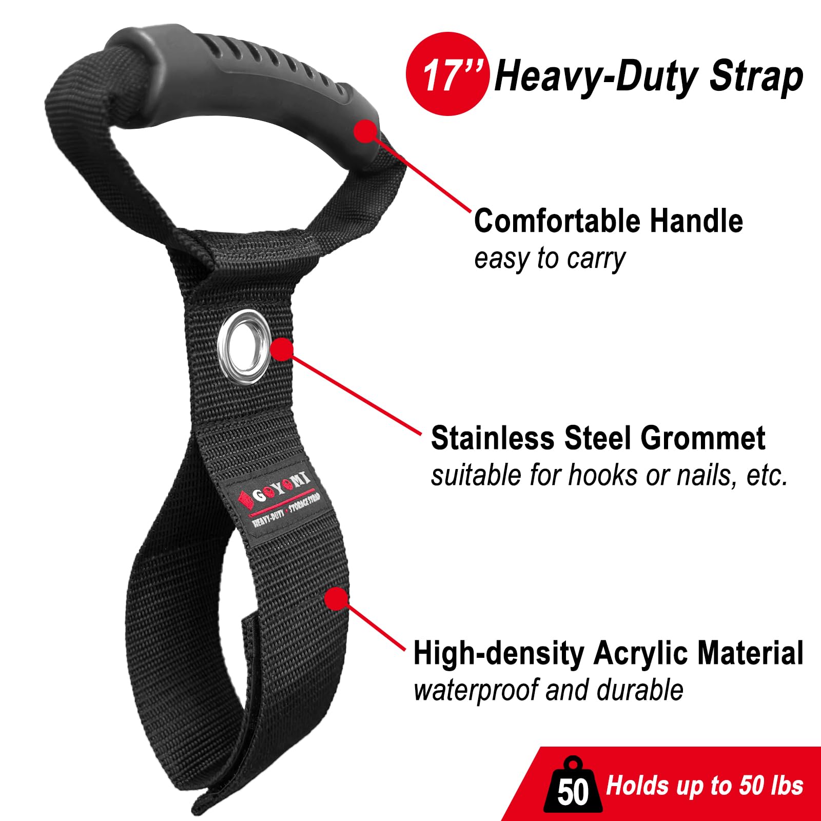 Heavy Duty Extension Cord Storage Straps, Pack Of 3, 17'' Carrying Strap With Handle, Hook And Loop Straps Cord Hose Holder Tool