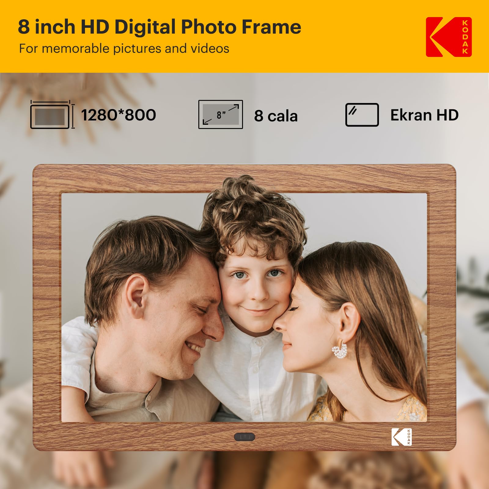 Kodak 8 Inch Digital Picture Frame,1280 * 800 Ips Hd Screen Digital Photo Frame With Remote Control, Auto Rotate,Easy Operated P