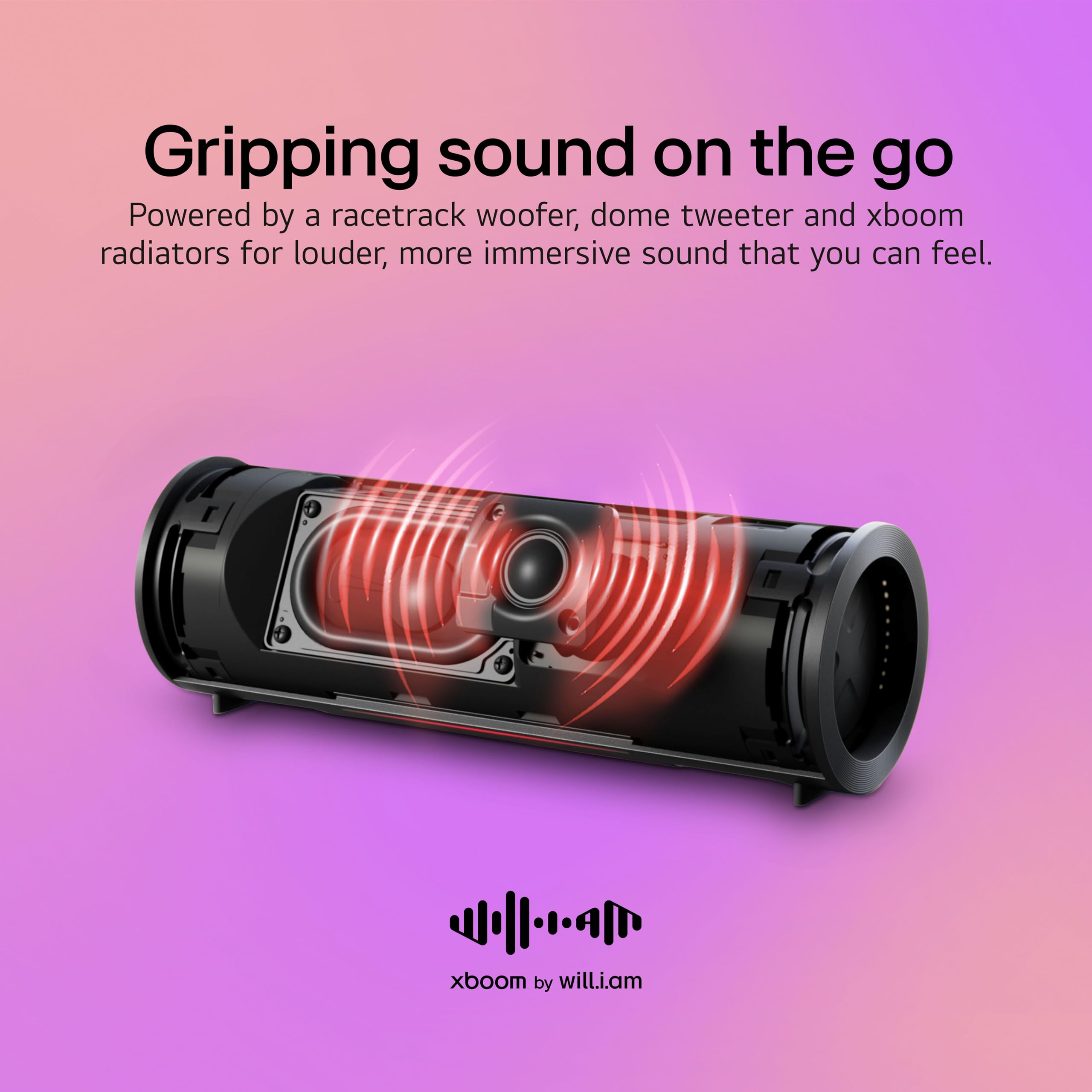 Lg Xboom Grab By Will.I.Am, Xboom Signature Sound, Portable Bluetooth Speaker, Up To 20 Hours Of Playback, Ip67 Dust And Water R