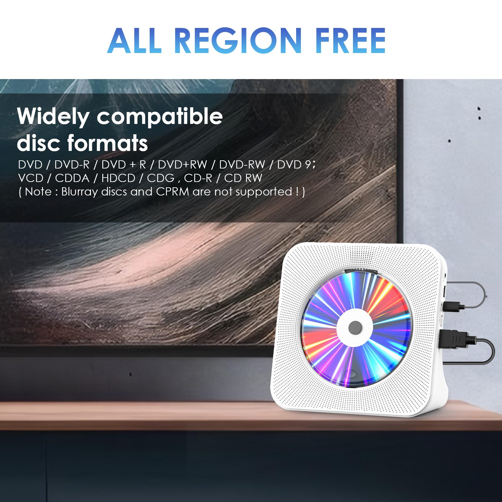 Gueray Dvd Player For Tv Cd Player For Home With Bluetooth Speakers Supports Remote Control Display Fm Radio With Usb Card Playb