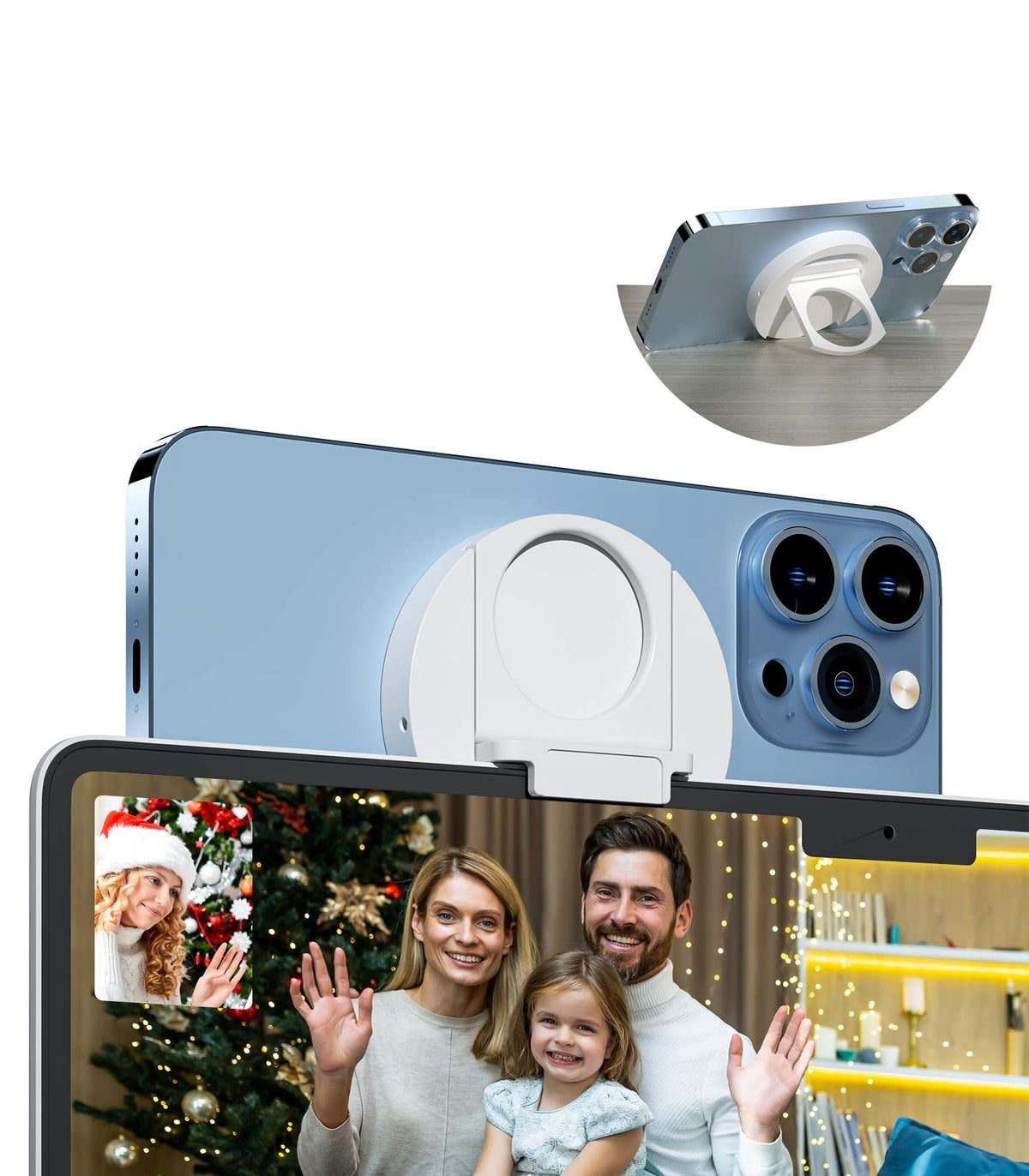 Continuity Camera Mount, Magnetic Phone Grip Ring Holder, Upgraded Phone Webcam Mount For Mac Notebooks Os Ventura Compatible Wi