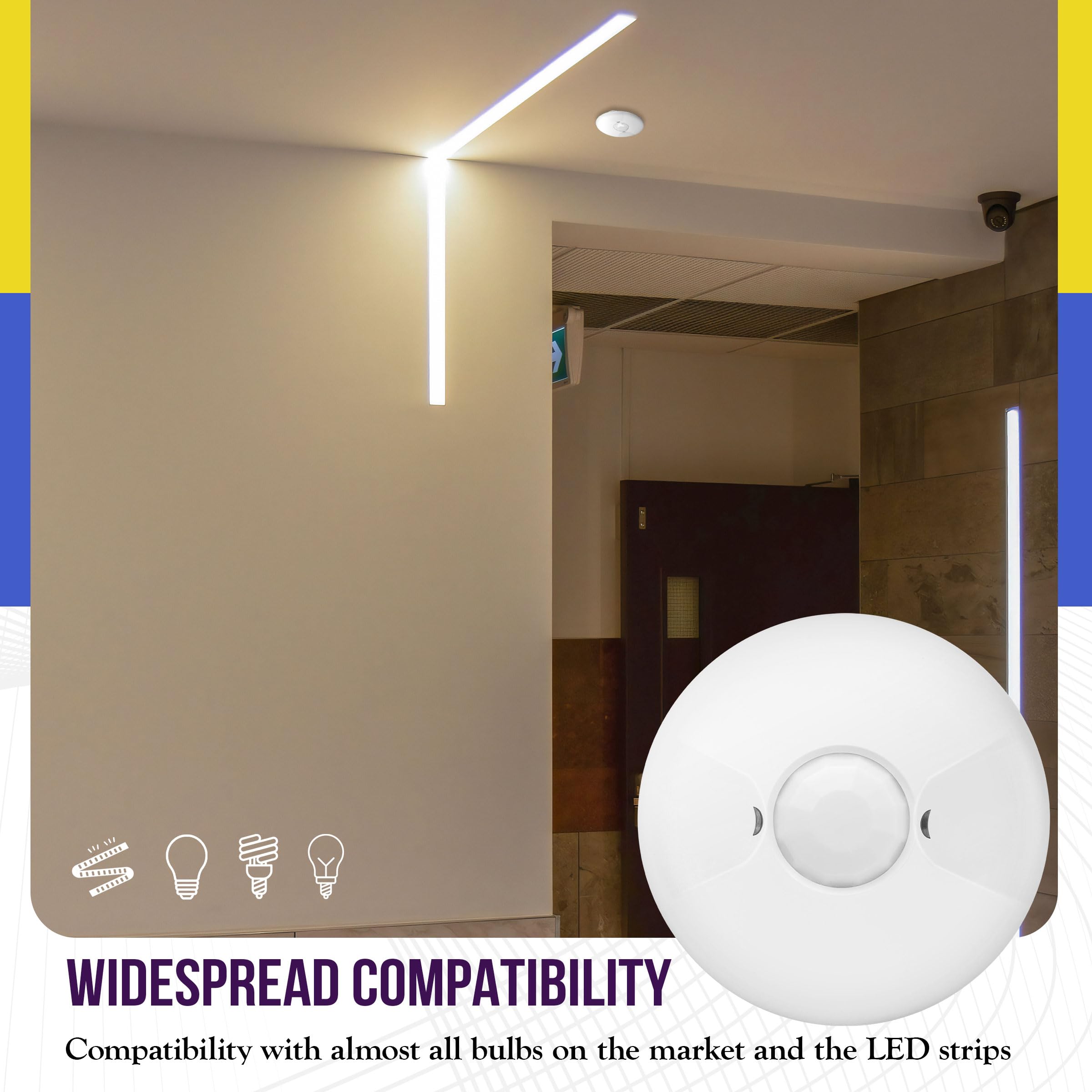 Enerlites Low Voltage Ceiling Sensor Pir Occupancy Motion Detector, 360 Field Of View, 1200 Sq Ft Coverage, Commercial/Industria