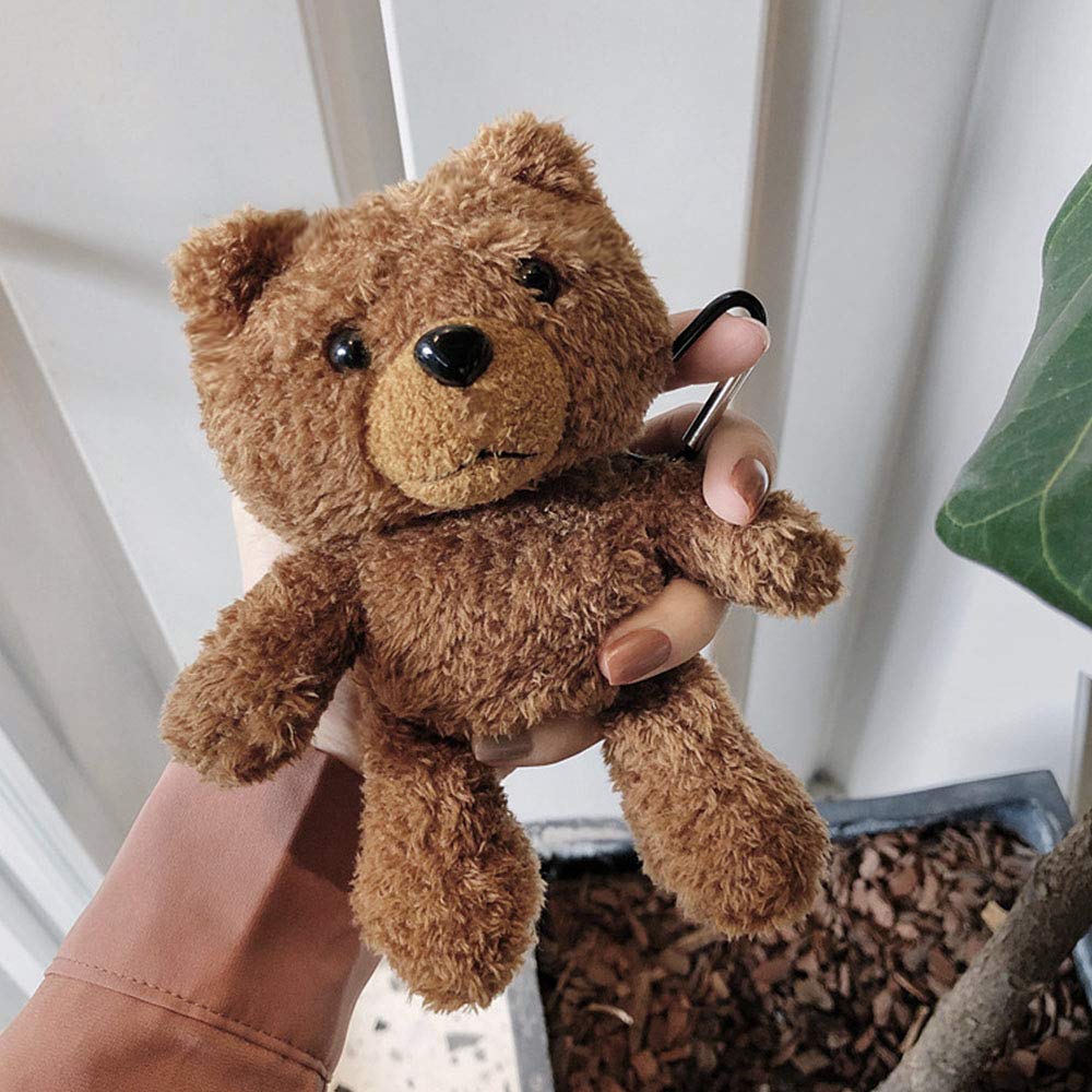 Guppy For Airpods Case Girls 3D Cartoon Cute Teddy Bear Doll Plush Fluffy Warm Carrying Case Soft Protective Airpod Case Cover A