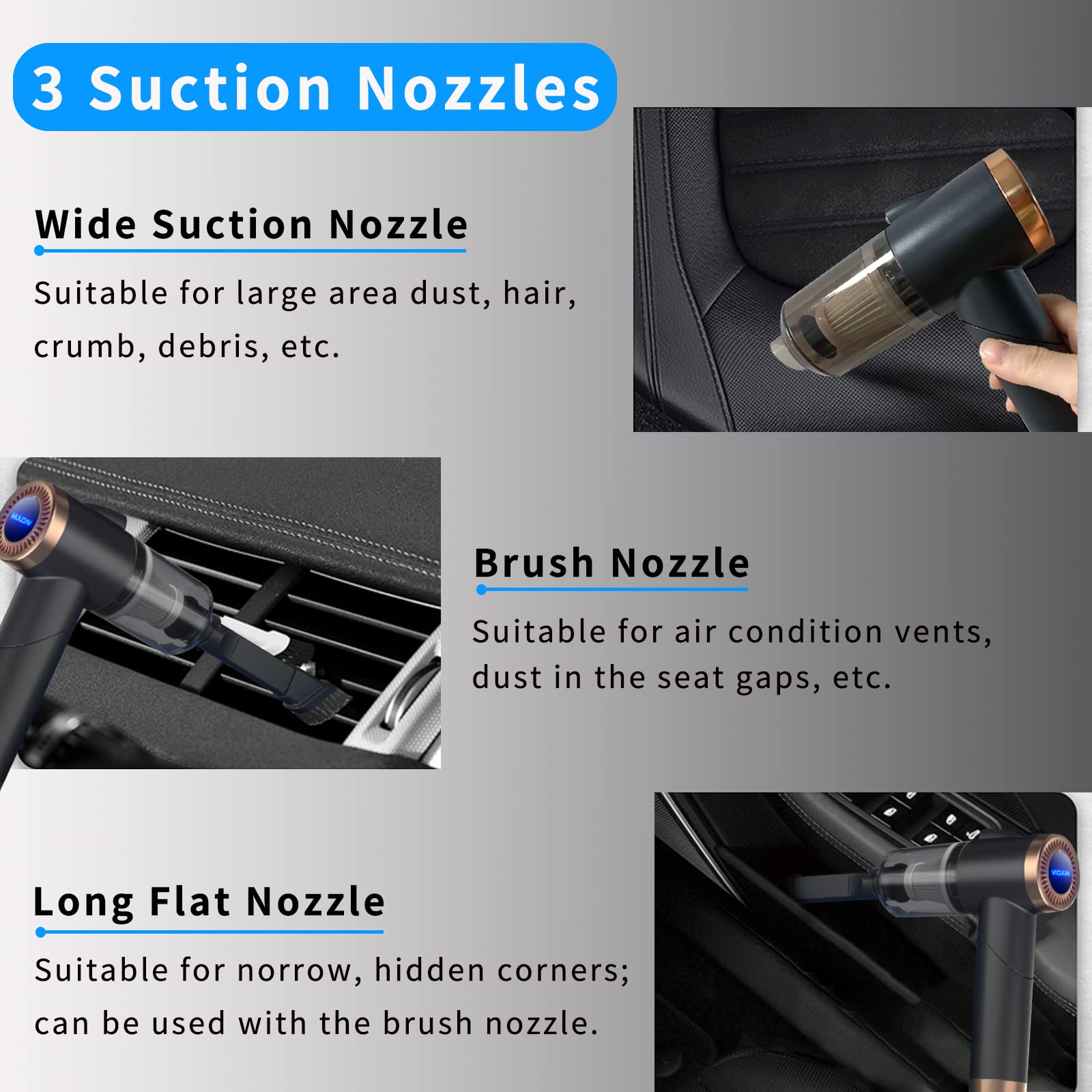 Censinda Handheld Vacuum Cordless, 9000Pa Strong Suction, 90Foldable Mini Portable Vacuum Cleaner, Rechargeable And Lightweight