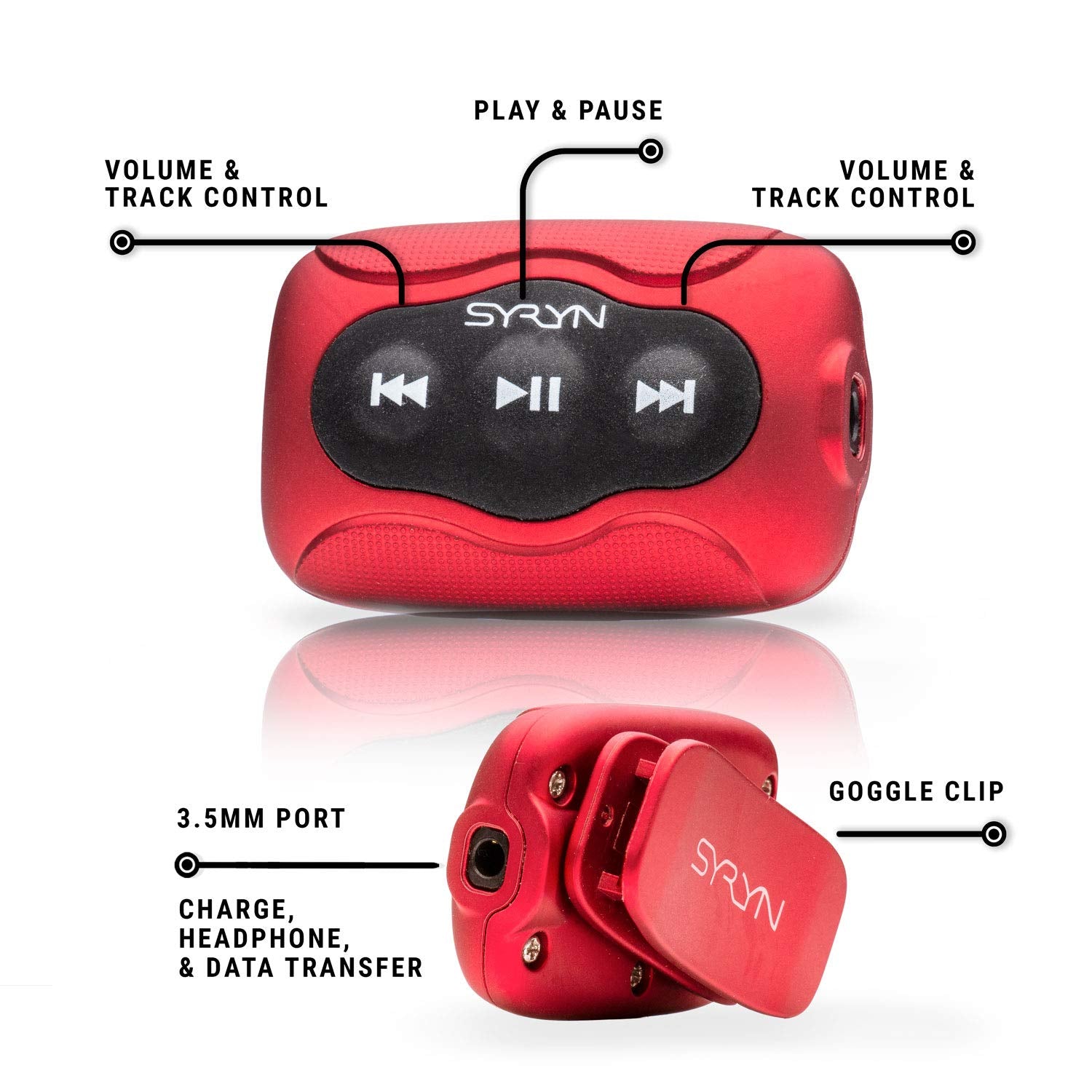 100% Waterproof Syryn Swimbuds Flip Bundle For Swimming With Music | Enjoy Up To 2,000 Songs Or 138 Hours Of Audio | Drag And Dr
