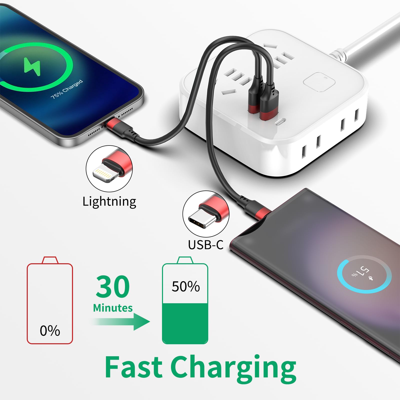 1Ft Multipack Short Iphone Charger Cable For Iphone 14 13 12, Bulk Short Usb A To Usb C Cable 12 Inch For Charging Station Compa