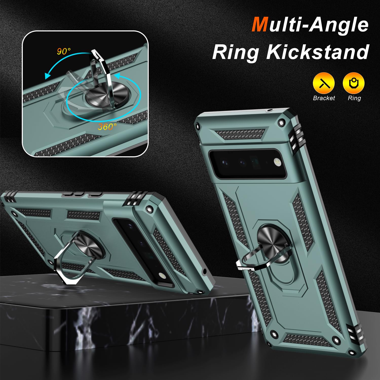 Lumarke For Google Pixel 6 Pro Case With Screen Protector,Pass 16Ft. Drop Tested Military Grade Protective Phone Cover With Magn