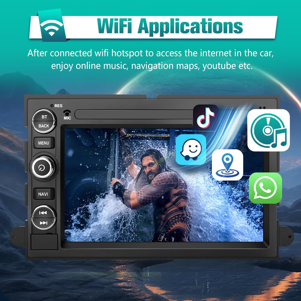 Awesafe Android Car Radio Stereo For Ford F150 F250 F350 Fusion Edge Explorer Taurus Freestar, 7 Inch Touch Screen Head Unit Car