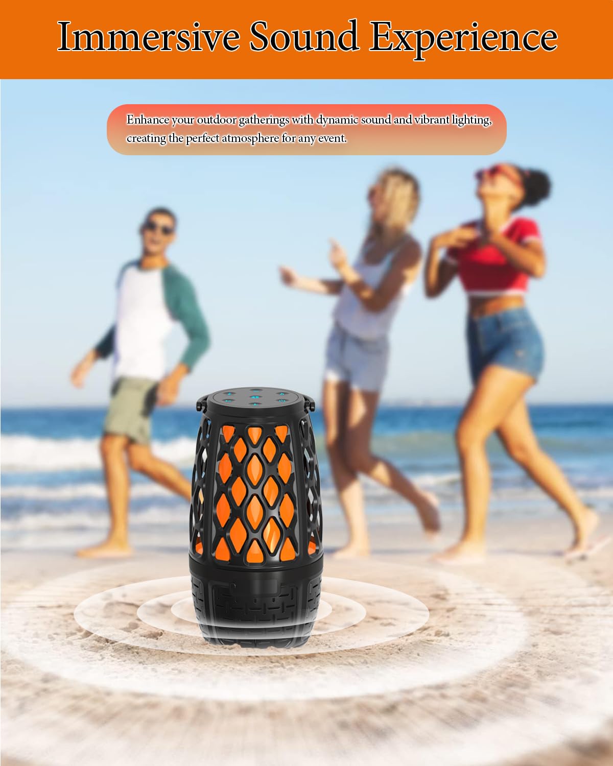 2 Pack Led Flame Outdoor Bluetooth Speaker, Unique Gifts For Men, Ipx6 Waterproof Tiki Torch Atmosphere Flame Speaker For Party