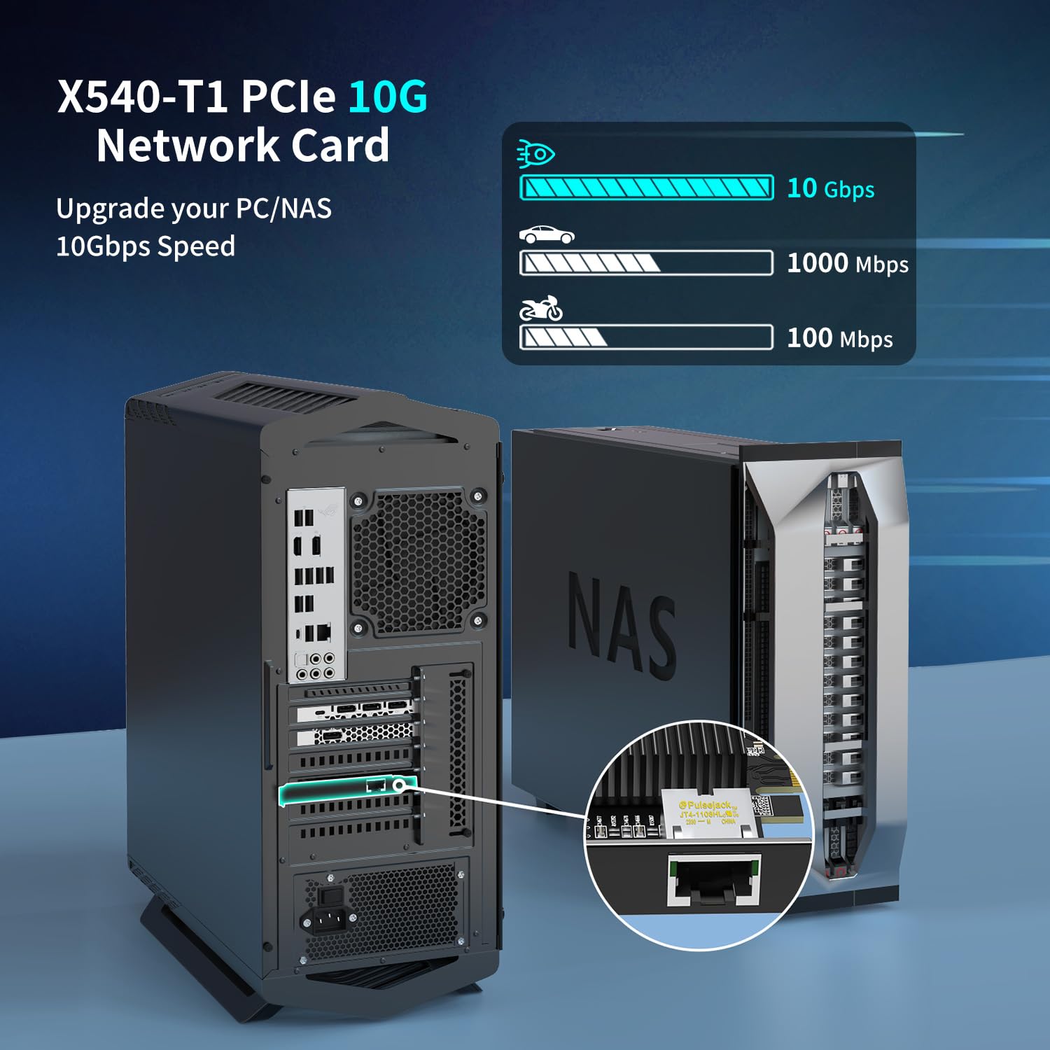 10Gb Base T Pci E Network Card, Intel X540 T1 Controller, Nicgiga 10Gbps Ethernet Adapter With 10Gbe Rj45 Port , 10G Nic Card, S