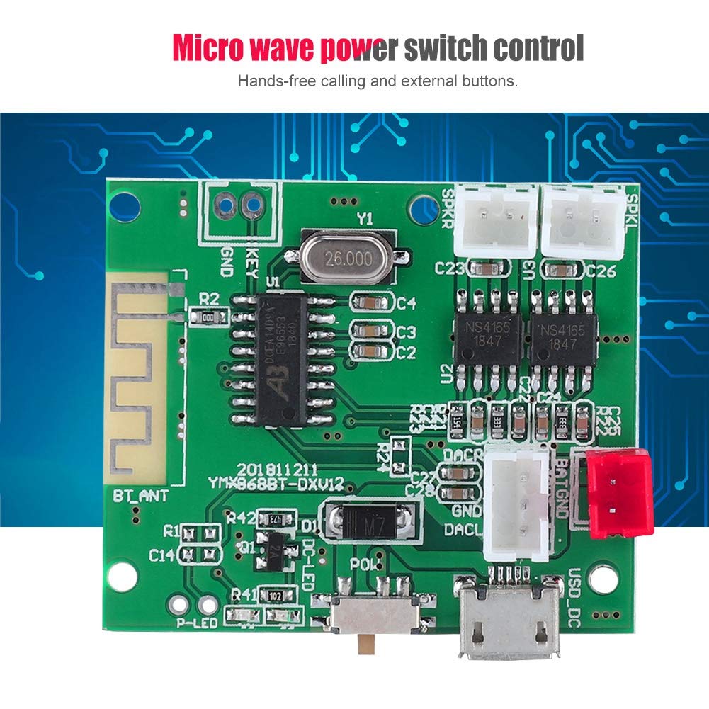 Mugast 2 * 5W Amplifier Board, Dc 3.7V-5V Bluetooth 5.0 Aux Audio Input Power Amplifier Board Hands-Free Calling And External Bu