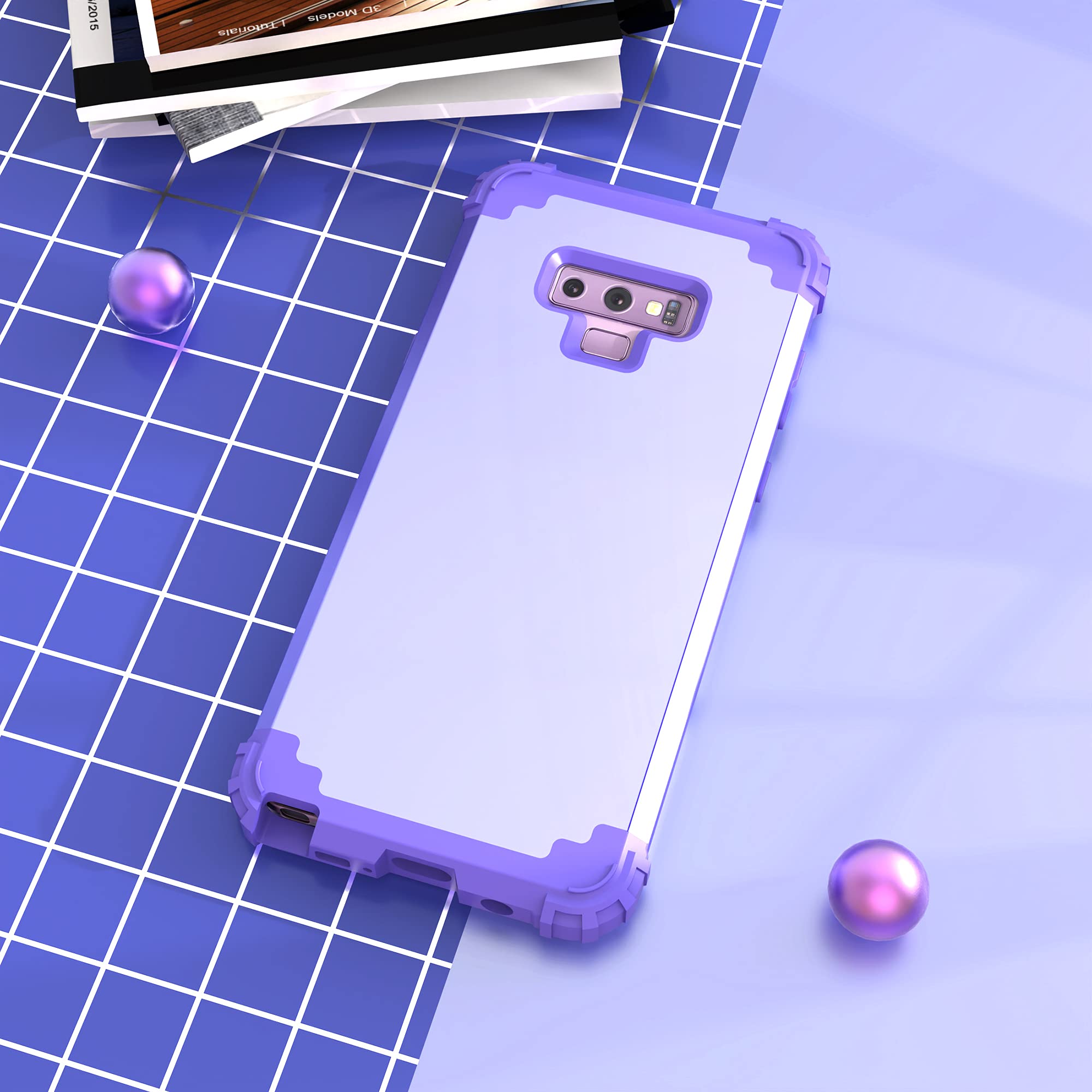 IDweel Samsung Galaxy Note 9 Case 3-in-1 Shockproof Hybrid Heavy Duty Protection Silicone PC Purple