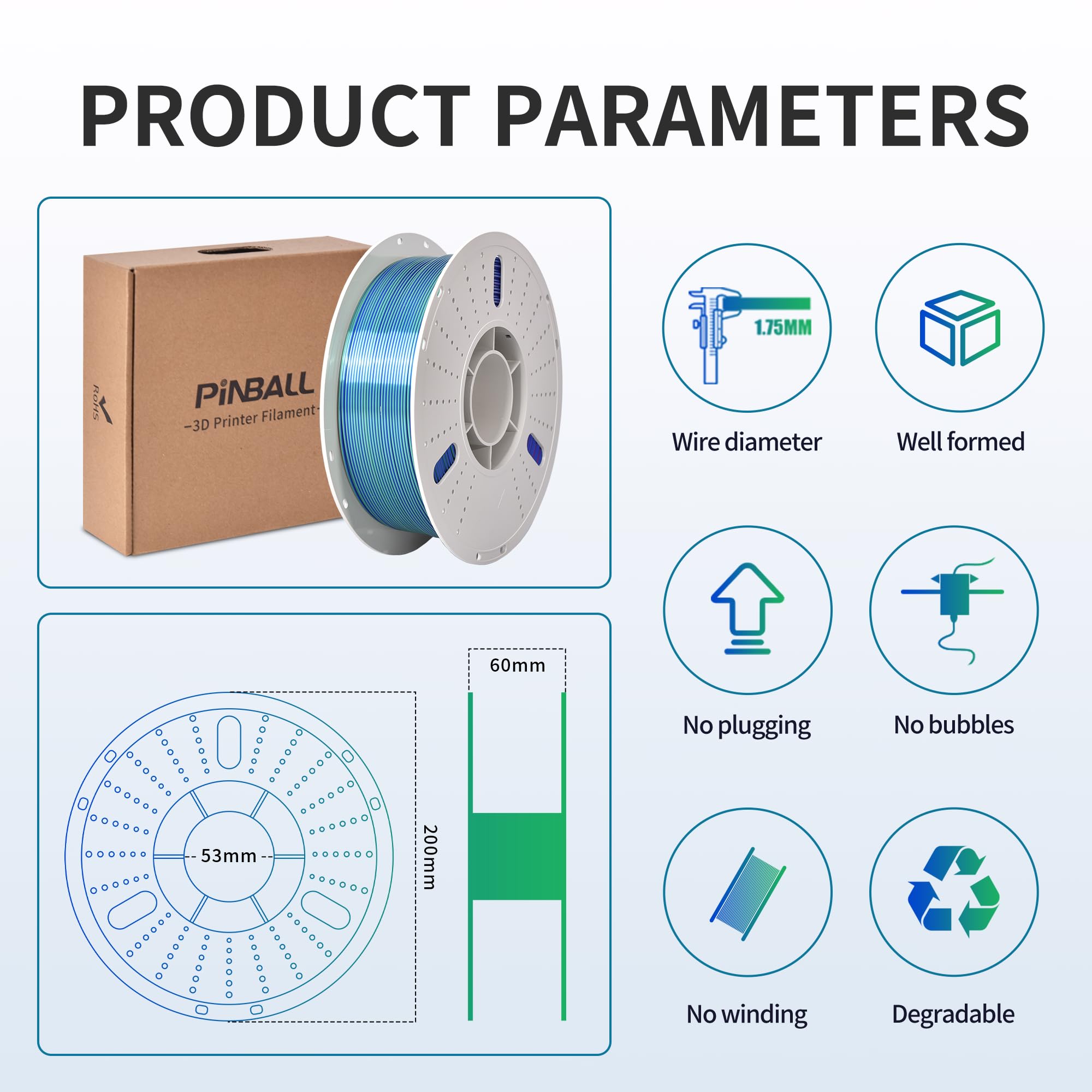 Pinball Silk Pla 3D Printer Filament, Tri Color Red Green Blue Pla 1.75Mm, Shiny Multi Color Change Filament 3D Printing Pla Fil