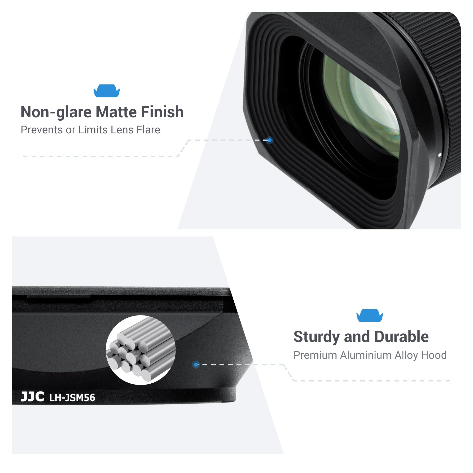 Jjc Metal Square Lens Hood Shade For Sigma 56Mm F/1.4 Dc Dn Contemporary Lens, Replaces Sigma Lh 582 01 Lens Hood, With Protecti