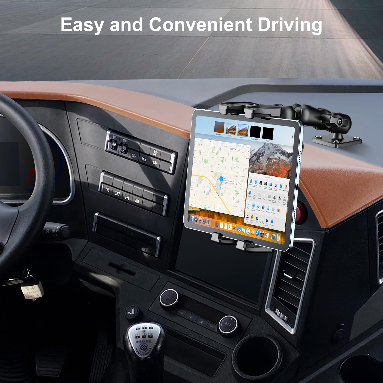 Ohlpro Dashboard Mount Tablet Holder For Car Heavy Duty Drill Base, For Ipad Pro Samsung Galaxy Kindle Fire 5'  13' All Tablets, Universal Adjustable Arm Tablet Car Mount For Wall/Truck/Desk, Etc.