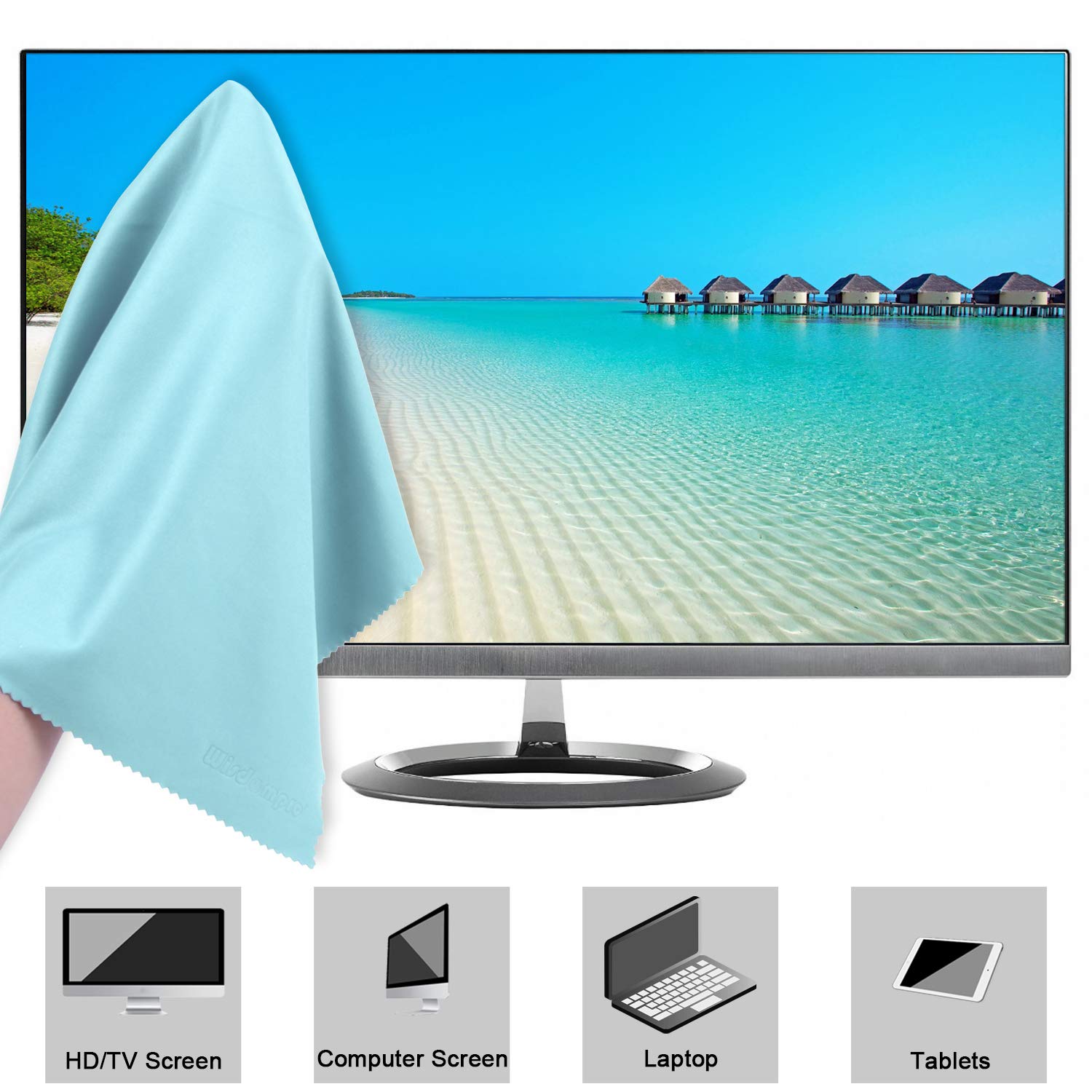 Wisdompro Extra Large 4 Pack Microfiber Cleaning Cloth For Laptop, Lcd Tv, Computer Screen, Monitor, Tablet, Camera Lens, Glass,